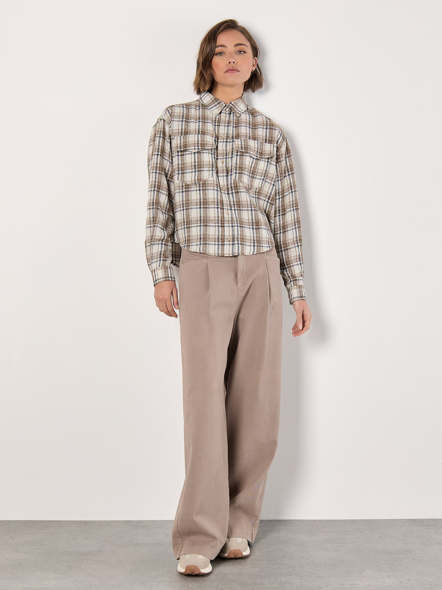 Apricot Hemdbluse Cropped Bluse, mit Karomuster günstig online kaufen