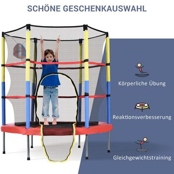 WISHDOR Kindertrampolin Kinder Trampolin+Basketballkorb,Mini Trampolin für Indoor und Outdoor, Ø 140,00 cm, mit Basketballkorb Kindertrampolin Gewichtskapazität: 45 kg