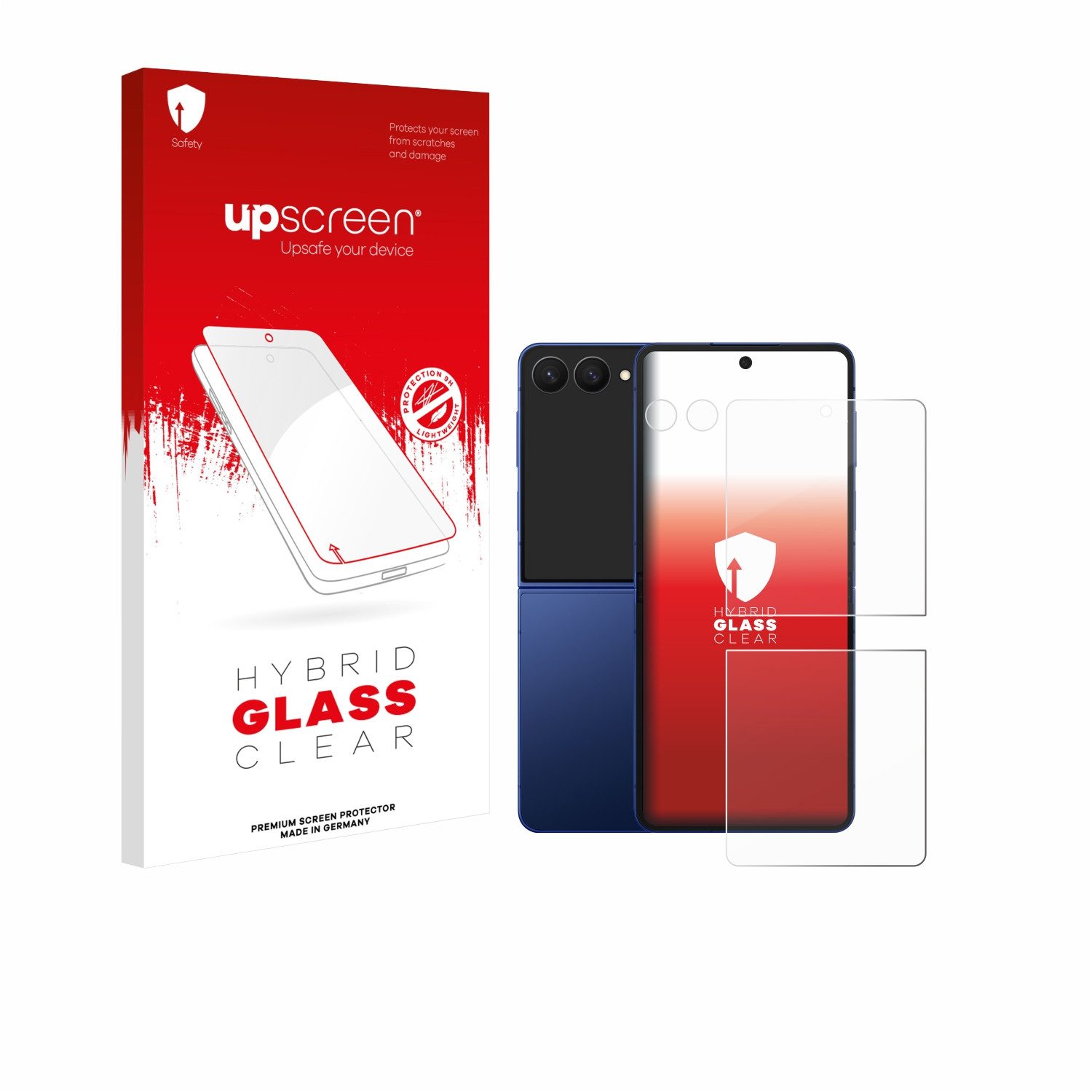 upscreen Displayschutzglas Folie für Samsung Galaxy Z Flip 7 (Display+Kamera), Schutzfolie Glas Panzer Display Schutz klar
