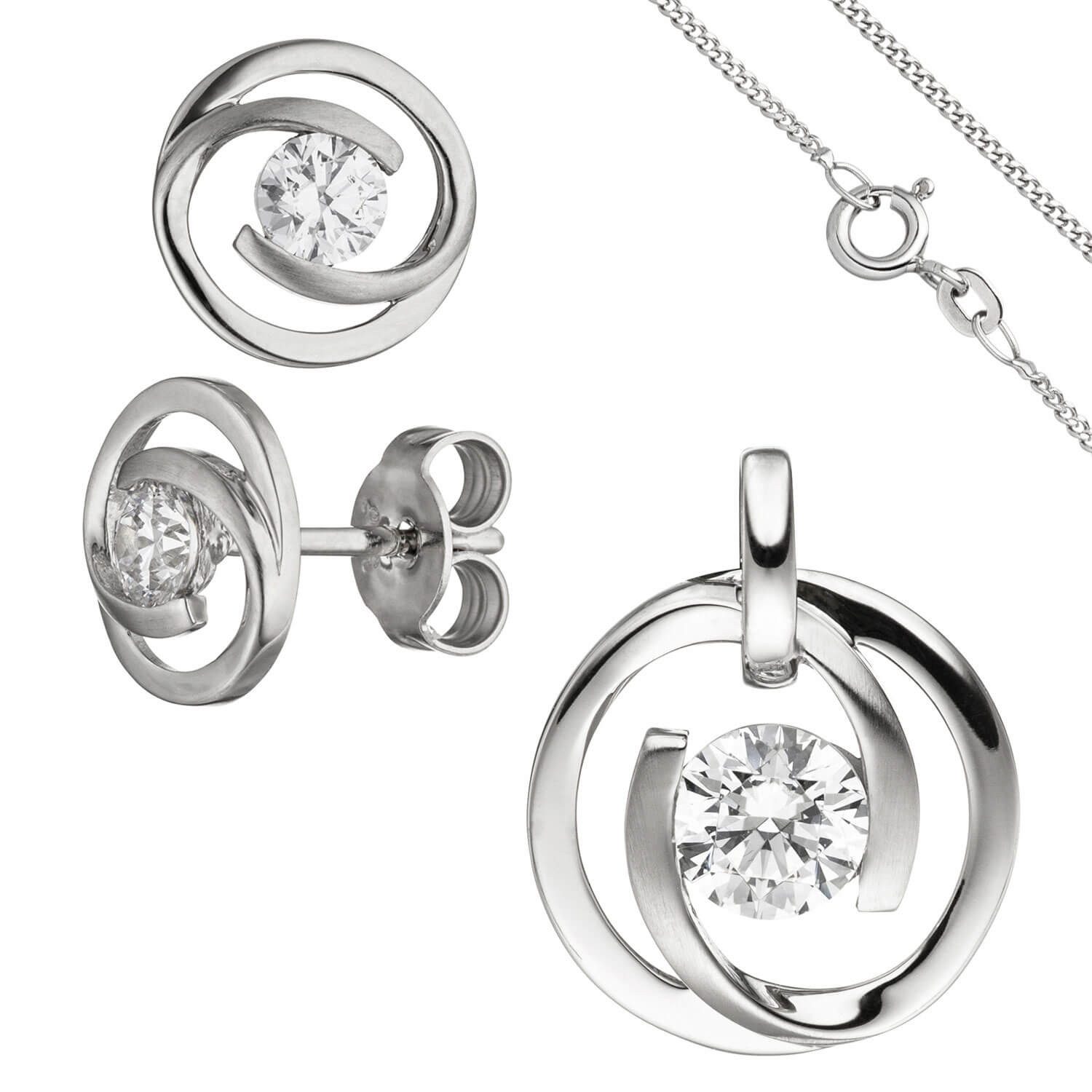 Schmuckset Schmuck-Set aus 333 Weißgold mit Zirkonia, 45cm