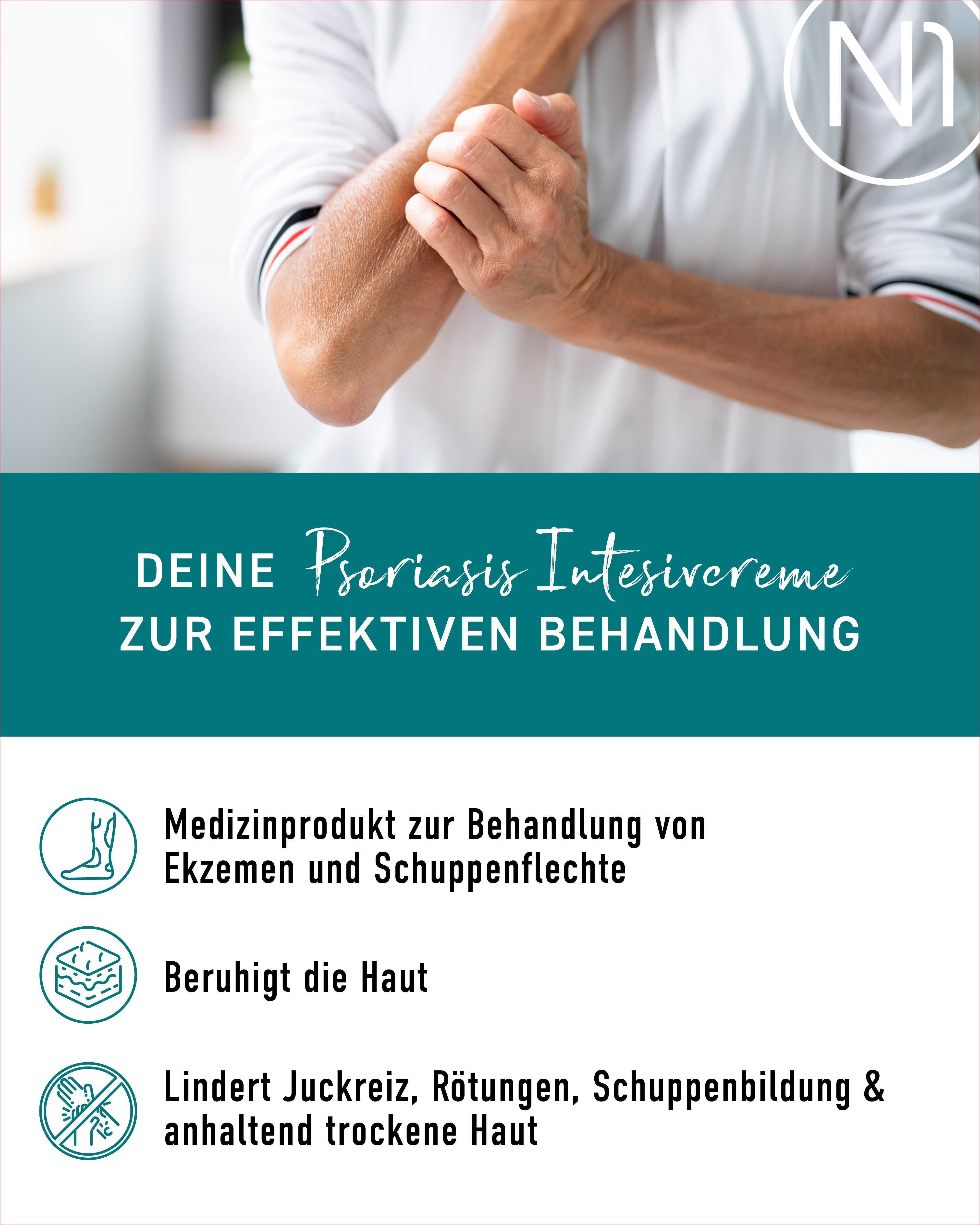 N1 Healthcare Körpercreme N1 Psoriasis Intensivcreme, 50 ml, Medizinprodukt, patentierte Rezeptur