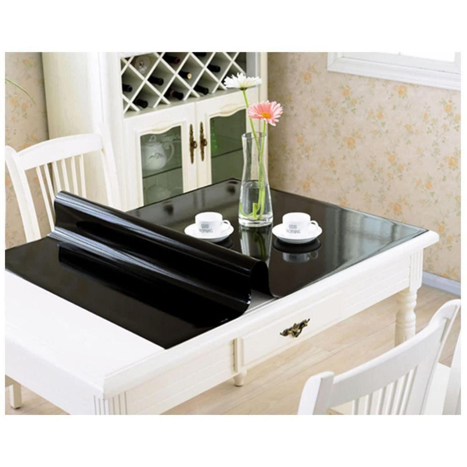 LuxusKollektion Tischdecke Tischdecke PVC 90x180cm Schwarz wasserdicht (1-tlg)