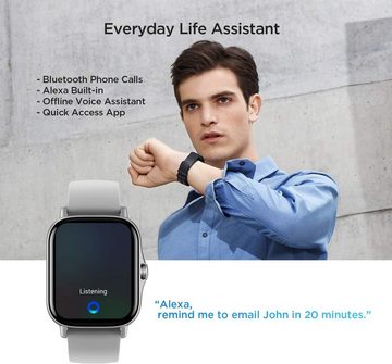 Amazfit Smartwatch (1,65 Zoll, Android iOS), Armbanduhr mit Anruf mit 90 Sportmodi Blutsauerstoffsättigungsmesser
