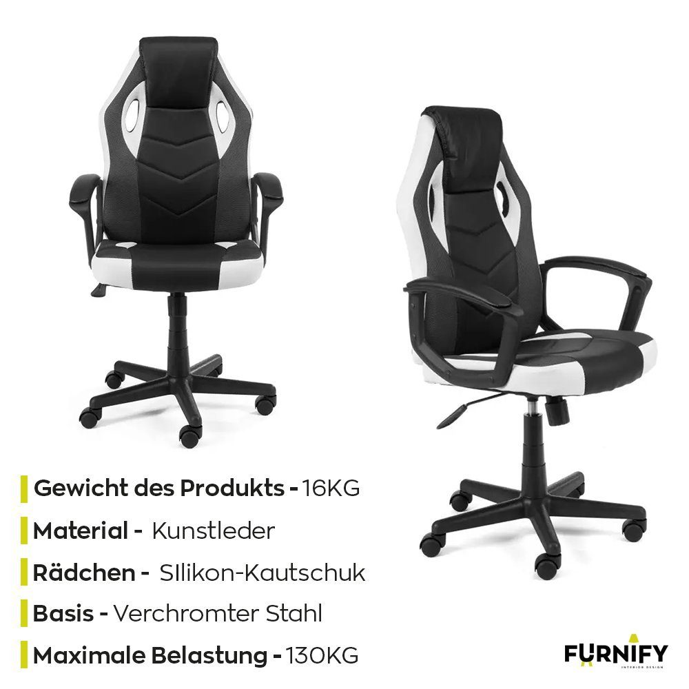 Gaming-Stuhl Gaming-Stuhl Weiß Drehstuhl Stuhl Gaming Furnify NEO Racing