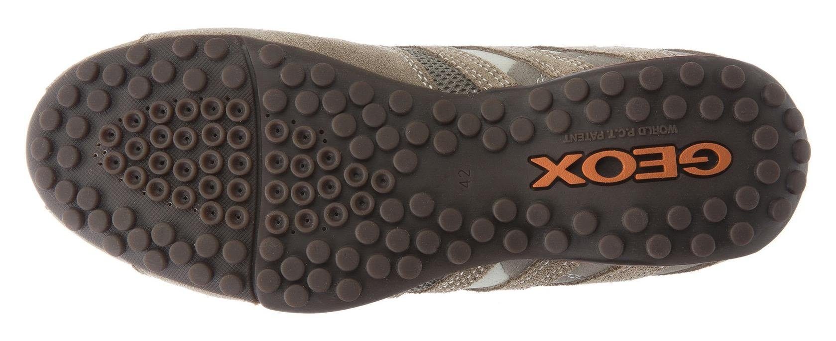Membrane mit mit und Geox modischen beige-orange Sneaker Slip-On Spezial UOMO SNAKE Ziernähten Geox