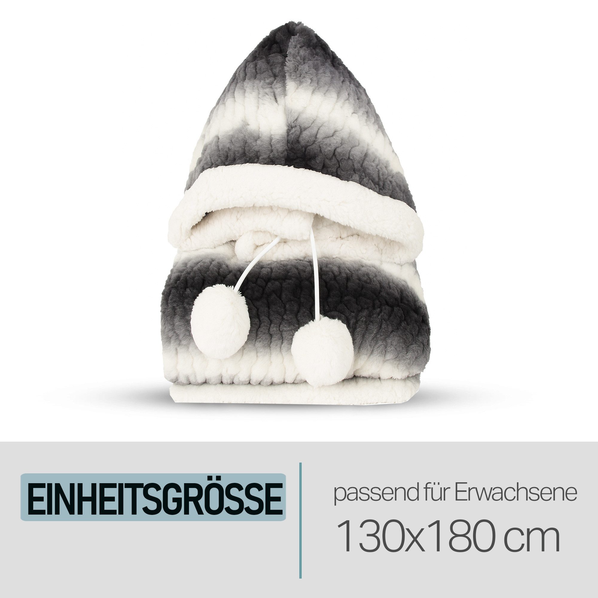 Wohndecke Flanelldecke Sherpaleece, Bestlivings, Kuscheldecke mit Kapuze 130 x 180 cm, TV-Decke, Flauschdecke