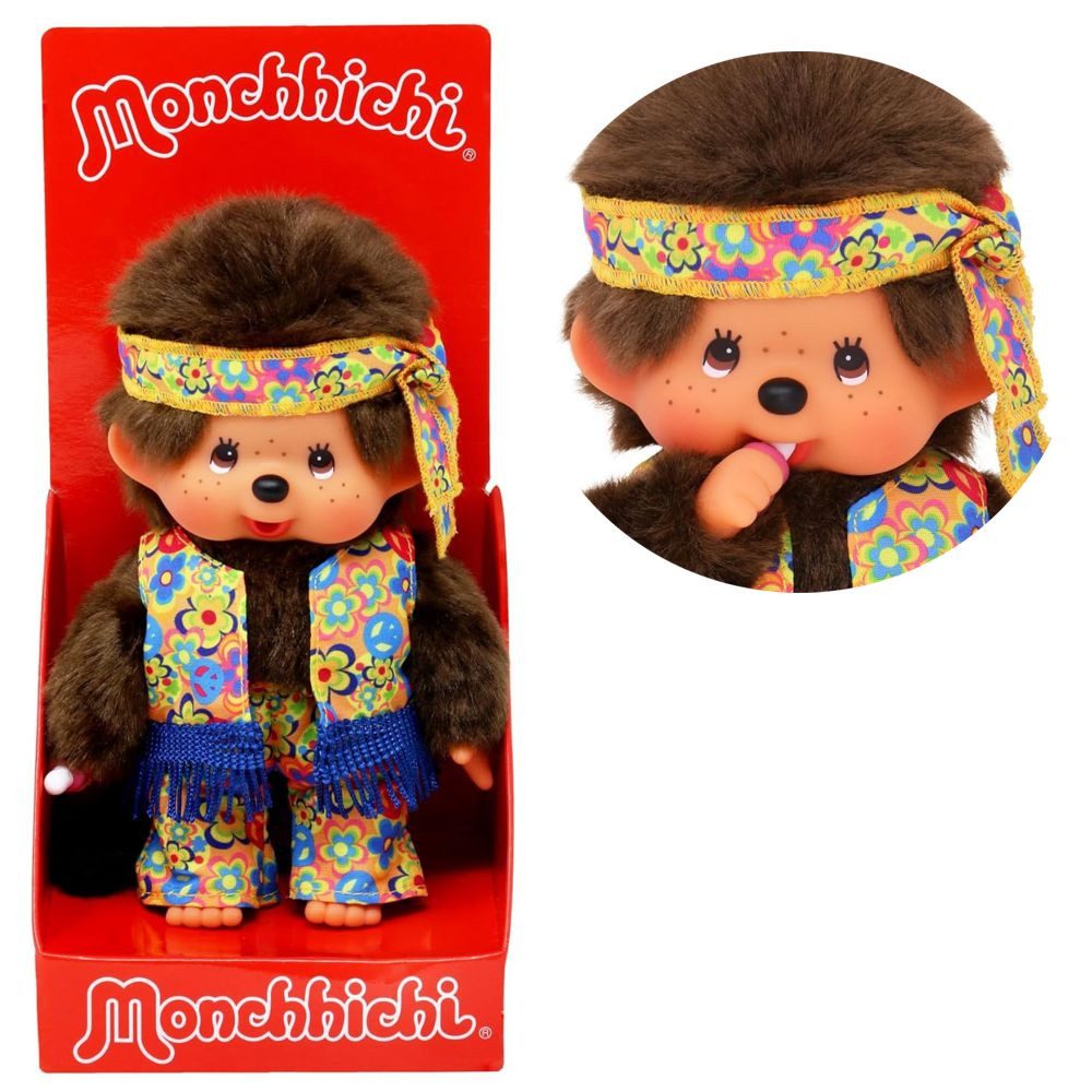 Monchhichi Plüschfigur Hippie Junge mit Kopfband 20 cm Monchhichi Puppe günstig online kaufen