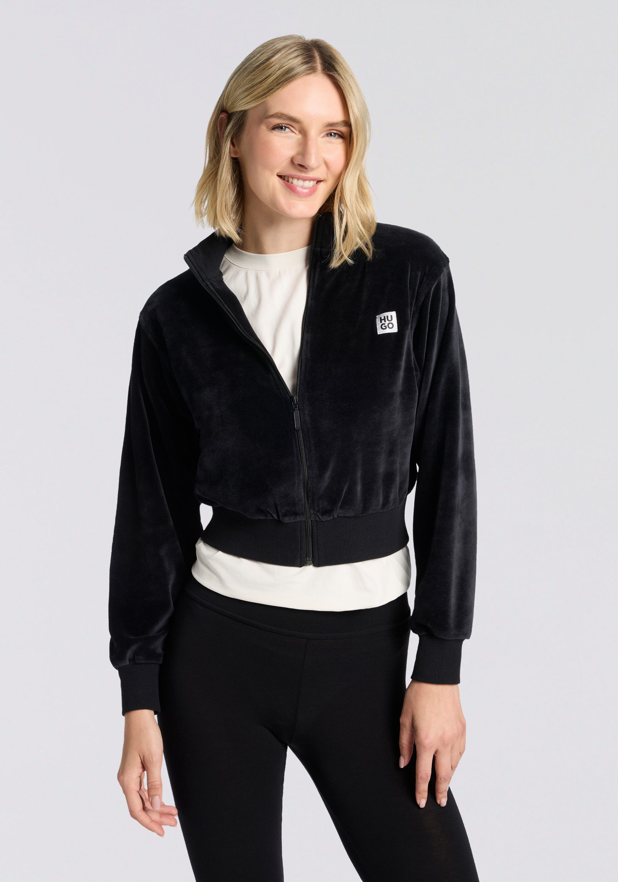 HUGO Sweatjacke VELVET mit leichtem Glanz günstig online kaufen
