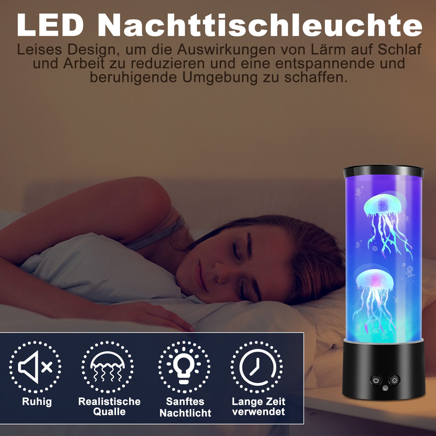 Clanmacy Lavalampe LED Quallen Lava Lampe Lichtmodi Mit Fernsteuerung Nachtlicht RGB – Bild 4 von 5
