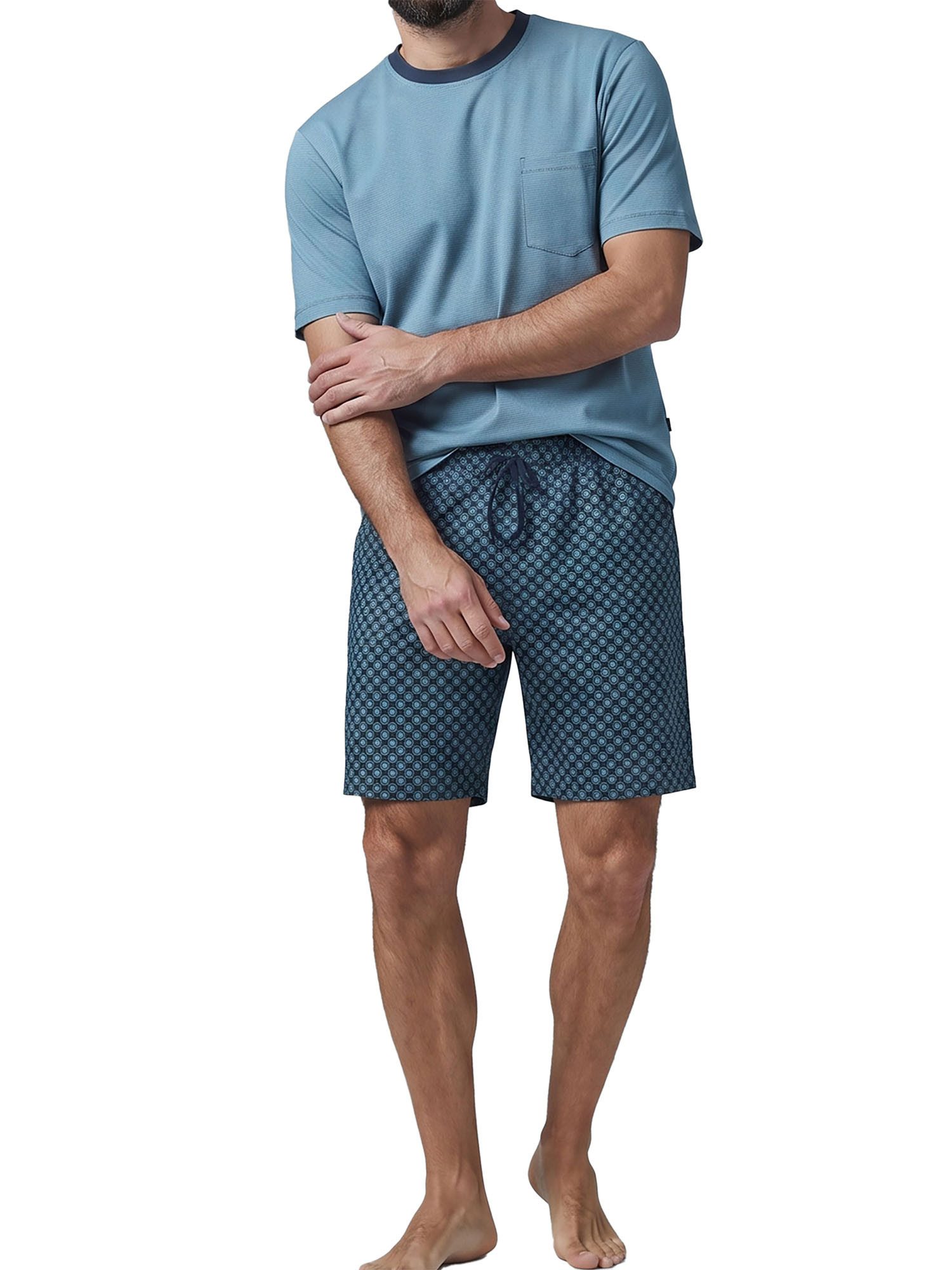 Ammann Pyjama Herren T-Shirt, Bermuda Hose Night & Relax (Packung, 1 tlg) reine Baumwolle, atmungsaktiv, Nachtwäsche und Homewear Set