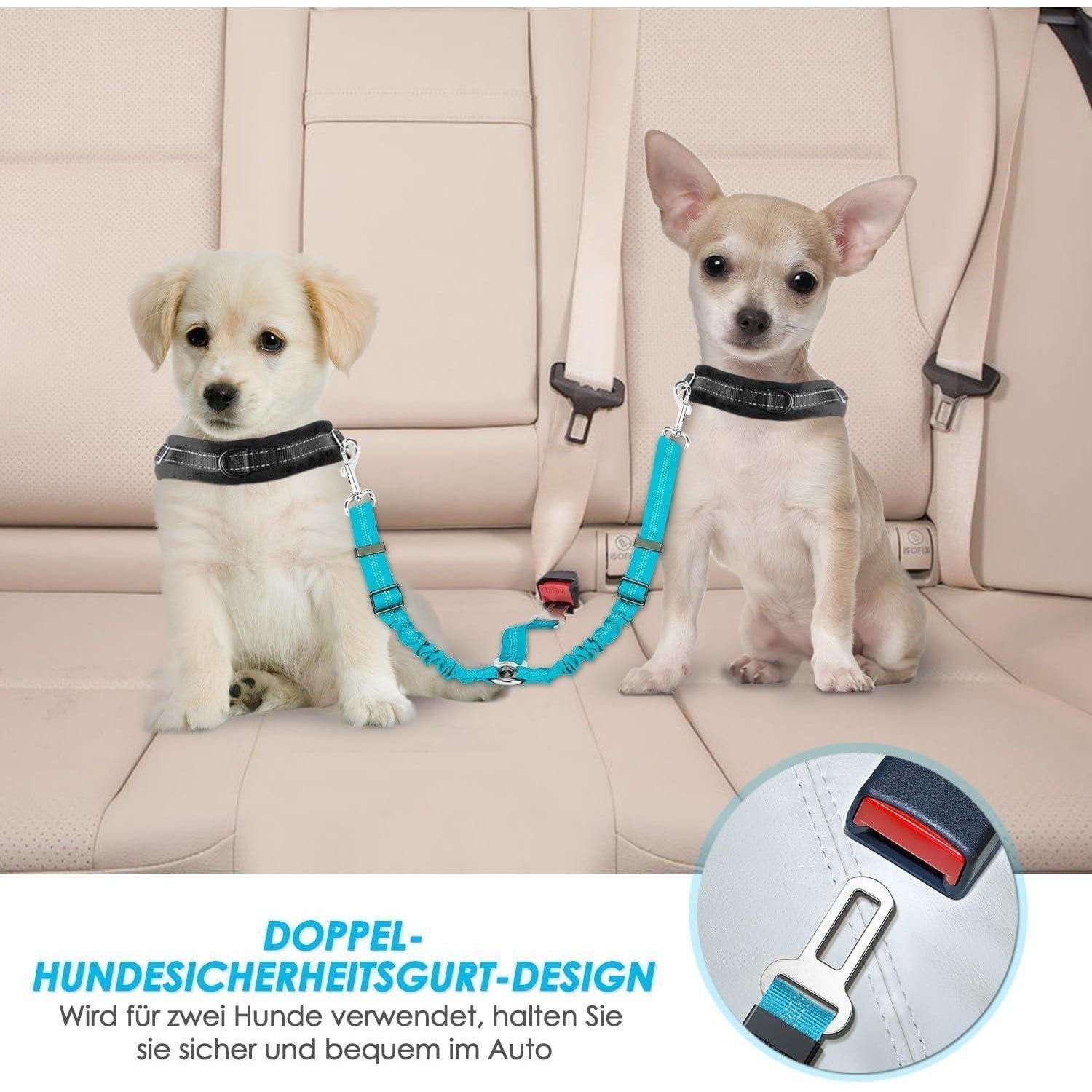SlowTon Autohundegeschirr Anschnallgurt Hund Auto verstellbarer Sicherheitsgurt 2 in 1 langlebig