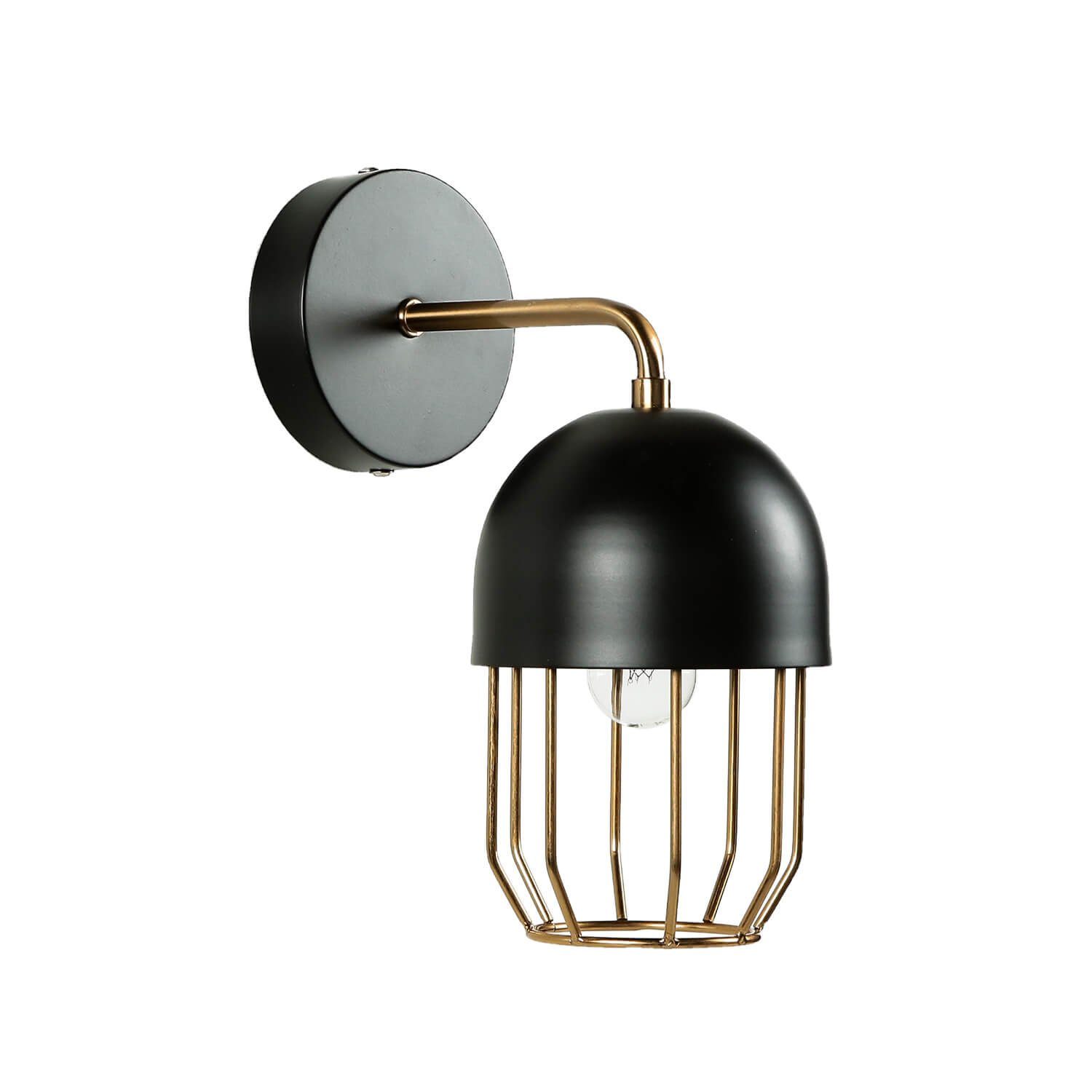 Licht-Erlebnisse Wandleuchte QUIN, ohne Leuchtmittel, Wandlampe Loft Design Metall elegant in Schwarz Gold E14