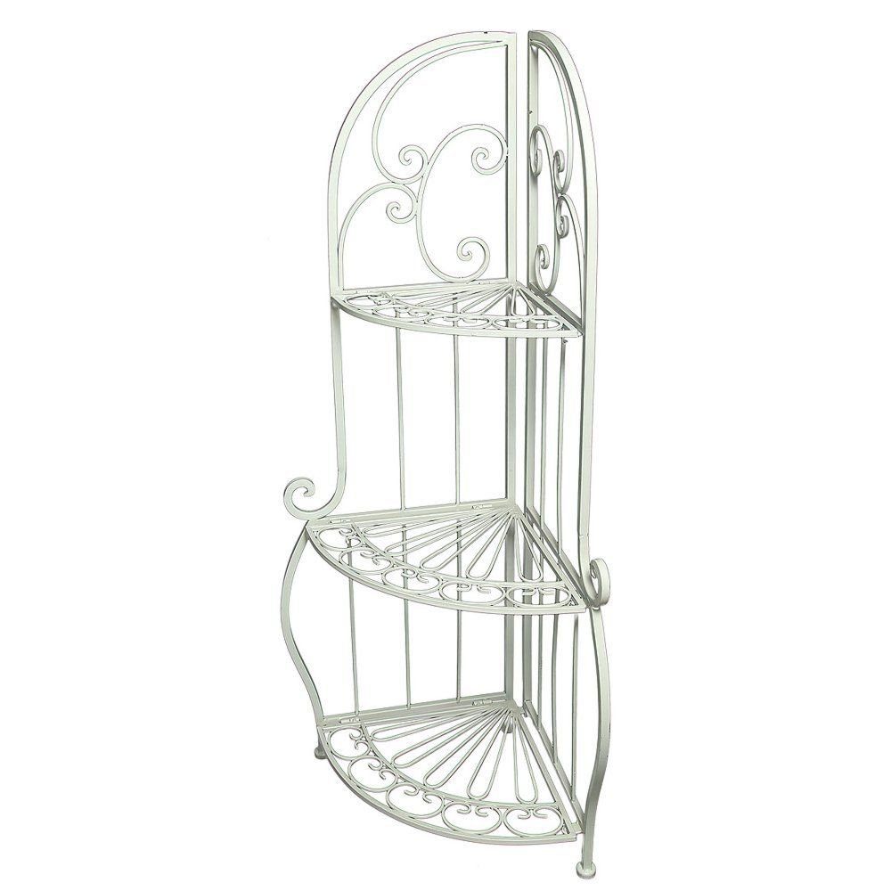 Linoows Regal Eckregal, rustikale weißes Eck Etagere, Standregal, (1), Regal mit 3 Böden Antik Weiß