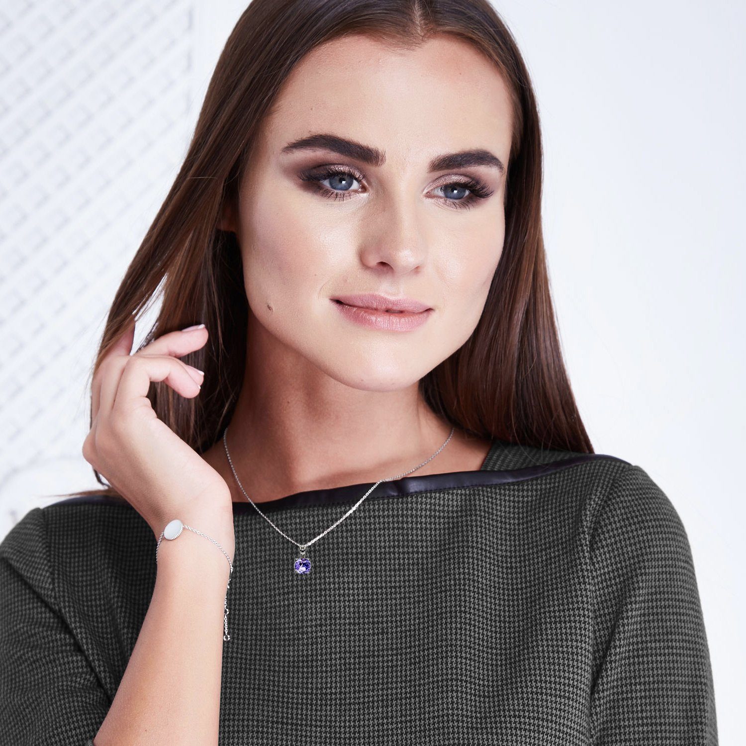 LÖB Kette mit Anhänger 925 Silber Halskette Zirkonia Stein Anhänger Kette L günstig online kaufen