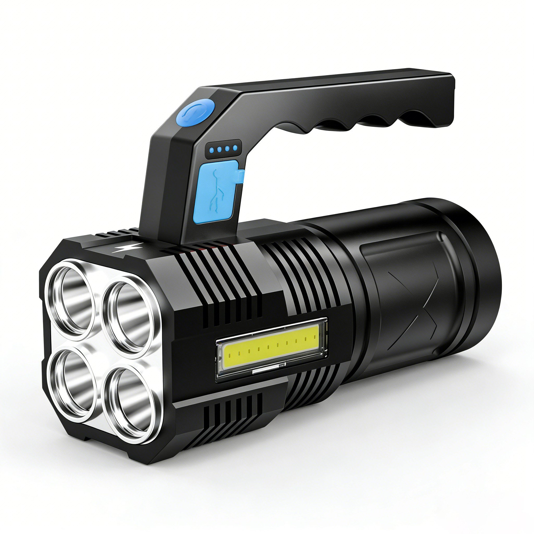 wohnTRAUM24 Taschenlampe LED Taschenlampe Aufladbar Superhell 4 Beleuchtungsmodelle Torch, Outdoor Taschenlampe mit USB-Aufladung und 4 Lichtmodi