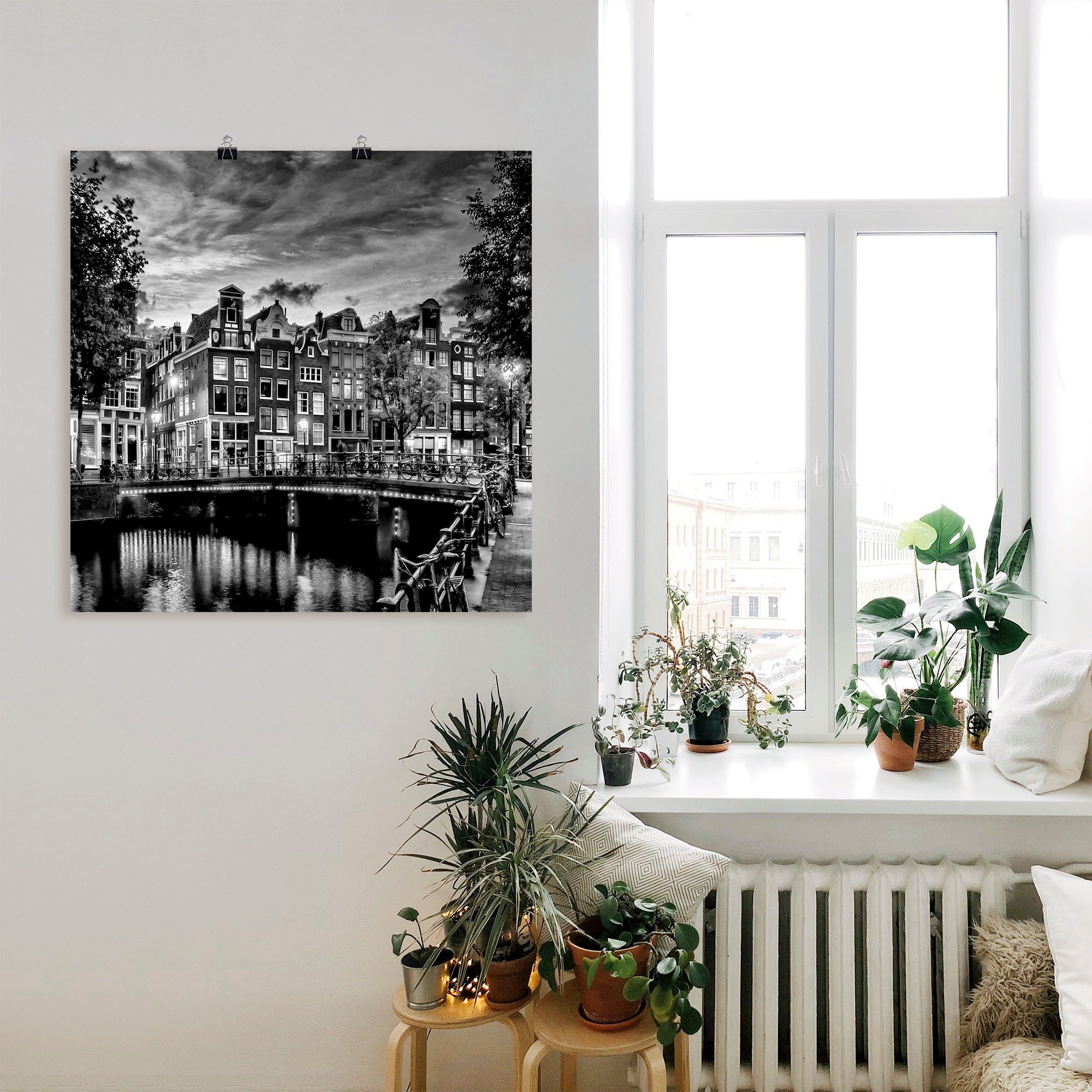 Größen Abendidylle, als versch. Wandbild Amsterdam Leinwandbild, (1 in Poster oder Amsterdam Alubild, Artland St), Wandaufkleber