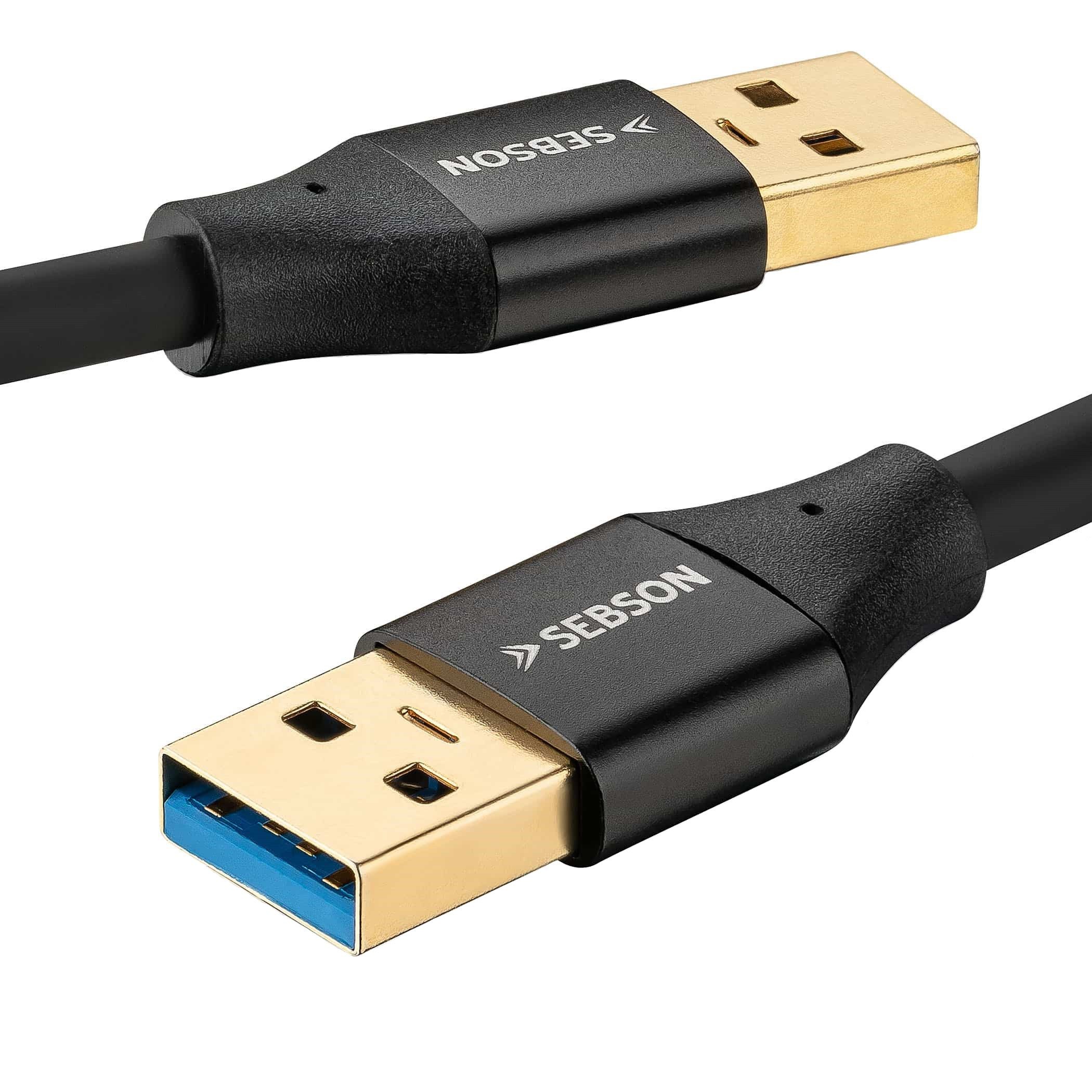 SEBSON USB Kabel 2m - Typ A auf A - USB 3.0 - 5 Gbit/s Datenübertragung USB-Kabel, (200 cm)