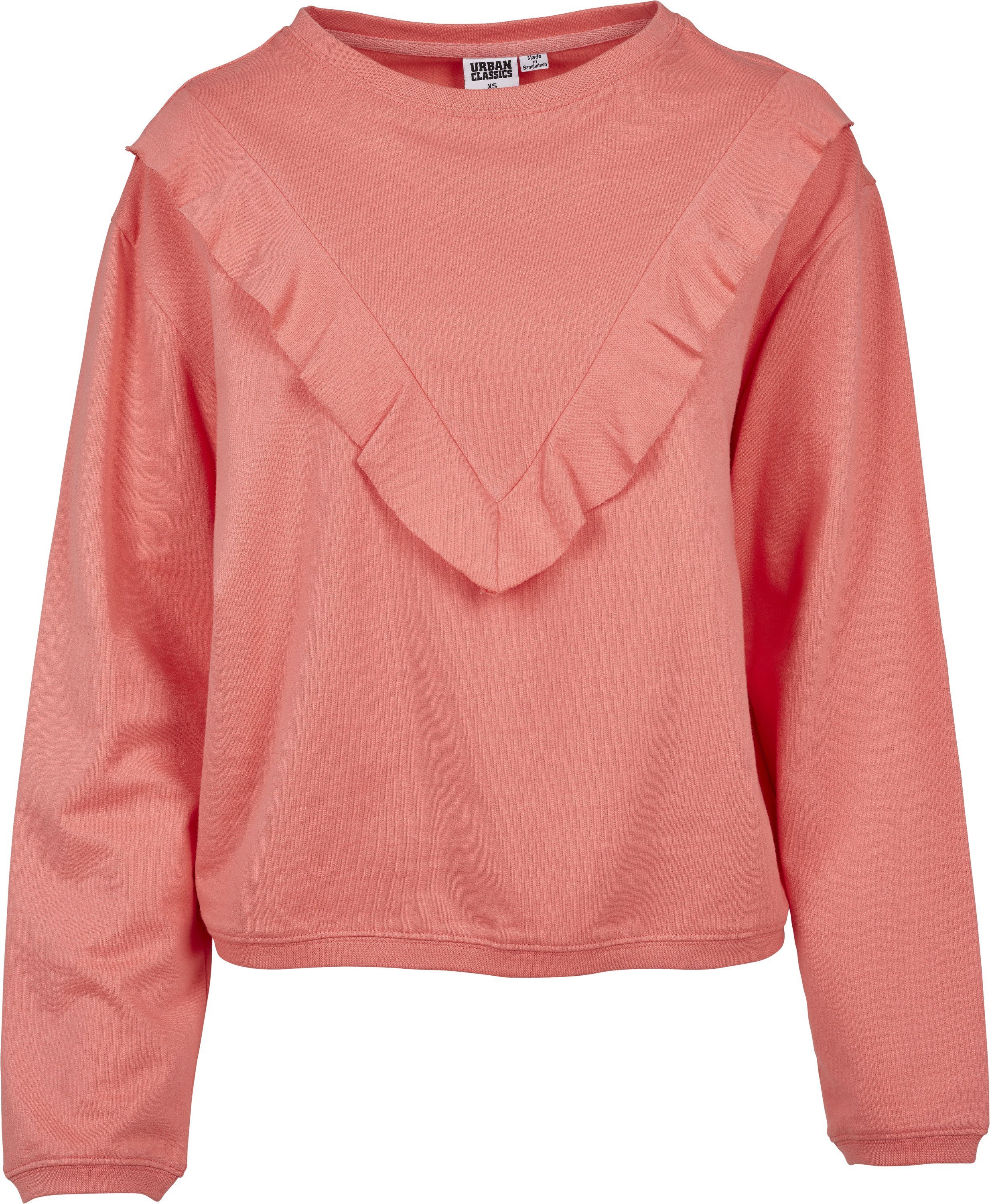 URBAN CLASSICS Sweater Damen Ladies coral Crew Volant Terry (1-tlg)