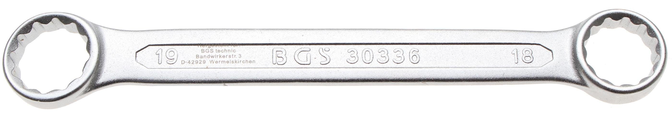 BGS technic Ringschlüssel Doppel-Ringschlüssel, extra flach, SW 18 x 19 mm