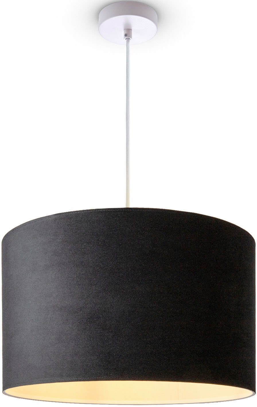 uni Leuchtmittel, Hugo 1,5m Wohnzimmer ohne Deko Unifarben schwarz Velour Pendelleuchte E27 Color, Paco Kabel Home Lampenschirm aus