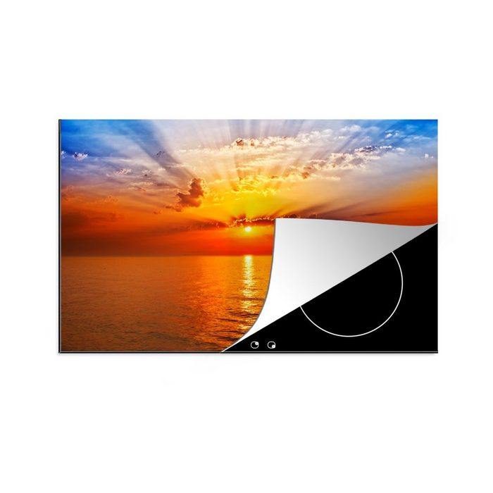 MuchoWow Herdblende-/Abdeckplatte Sonnenuntergang - Meer - Himmel - Orange - Horizont - Wasser Vinyl (1 tlg) induktionskochfeld Schutz für die küche Ceranfeldabdeckung
