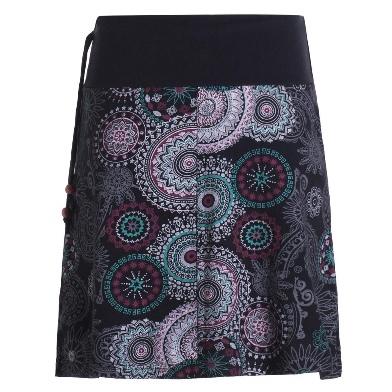 Vishes Minirock Kurzer Damen Baumwoll-Rock Taschen-Rock Mini-Röcke Mandala- günstig online kaufen