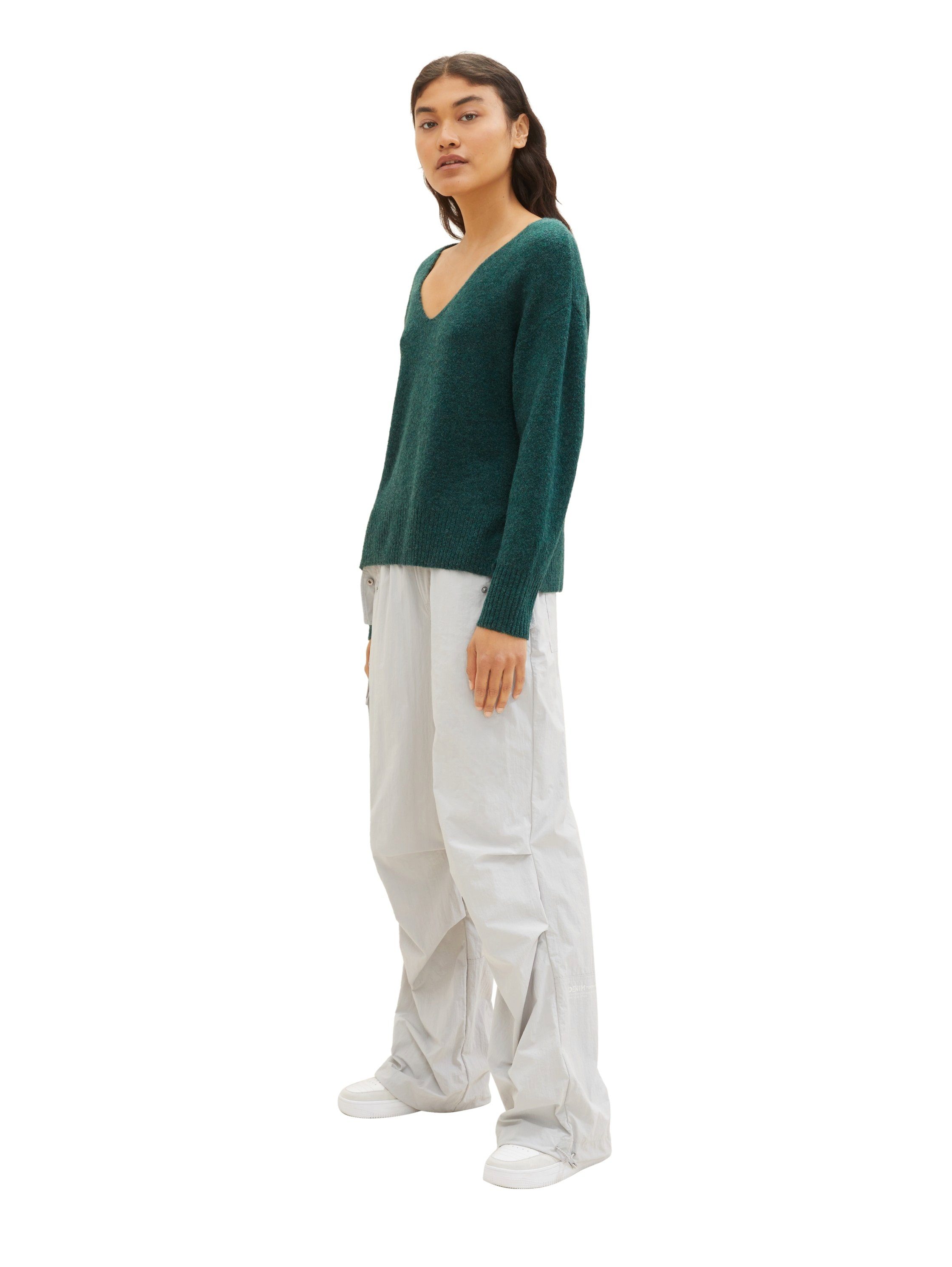 Green Forest tiefem V-Ausschnitt-Pullover Denim TAILOR mit TOM Midnight V-Ausschnitt