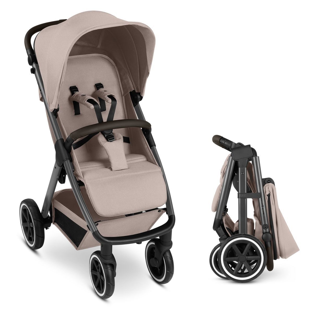 ABC Design Sportbuggy Avus 2 Air - Pure - Camel, Sportwagen mit Lufträdern, Liegefunktion & verstellbarem Schieber