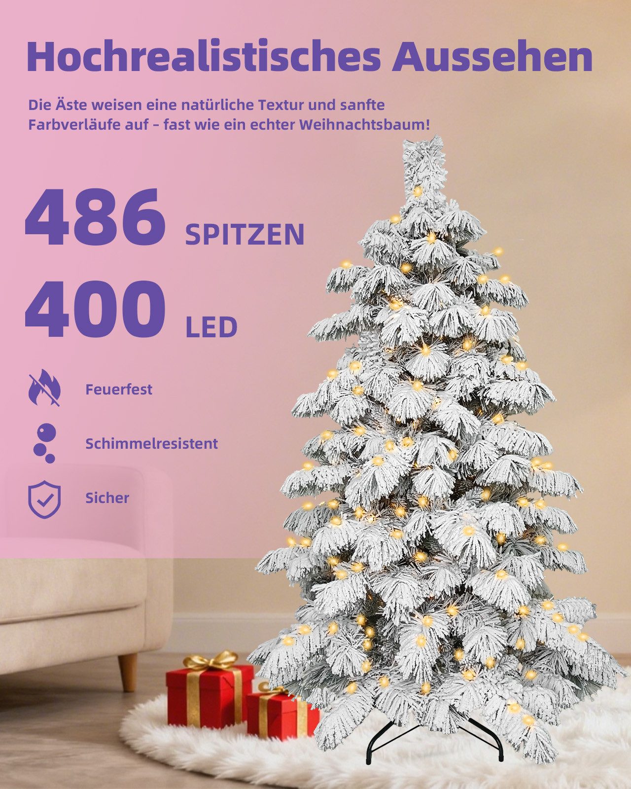 kisidus Künstlicher Weihnachtsbaum mit schnee dichter Luxus-Schneebeflockun günstig online kaufen
