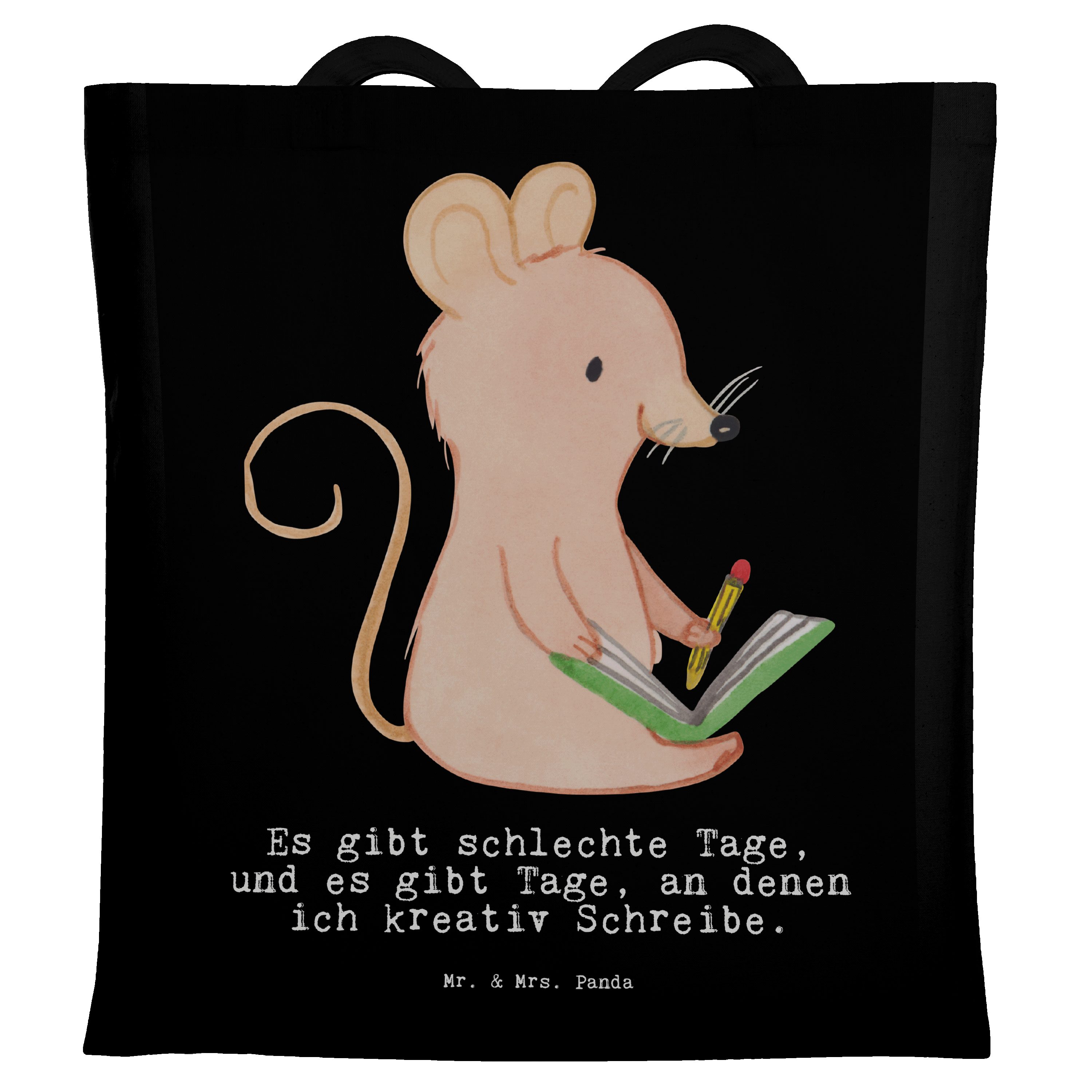 - Tragetasche Mrs. & Mr. Schwarz Beuteltasche, Schreiben Kreatives (1-tlg) Tage Geschenk, - Panda cre Maus