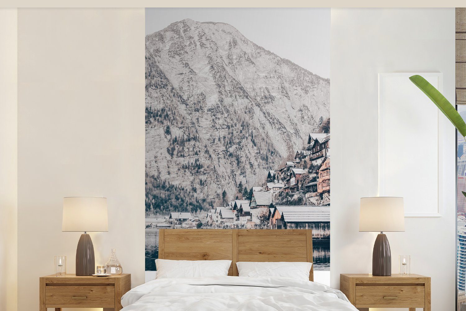 Schlafzimmer - - St), Wohnzimmer Fototapete Küche, - Alpen, bedruckt, Matt, (2 Fototapete Wasser MuchoWow Berge Vliestapete für Österreich