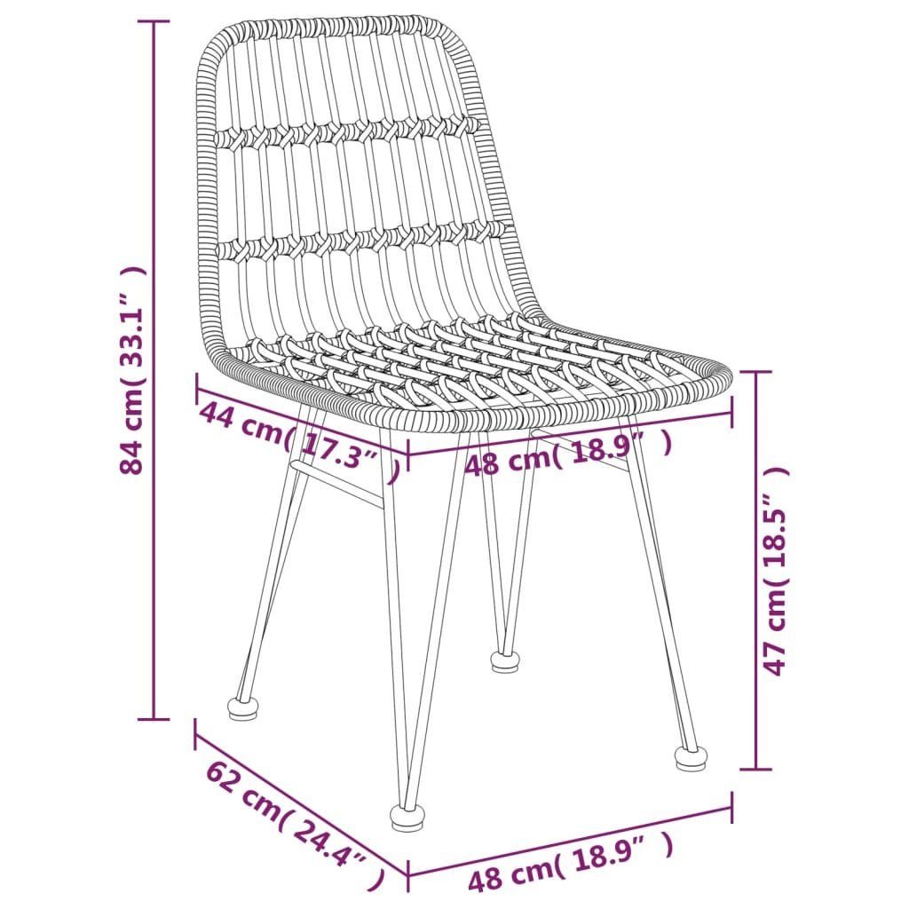 St) Schwarz 48x62x84 2 cm Stk. (2 Schwarz Gartenstühle vidaXL PE-Rattan Gartenstuhl | Schwarz