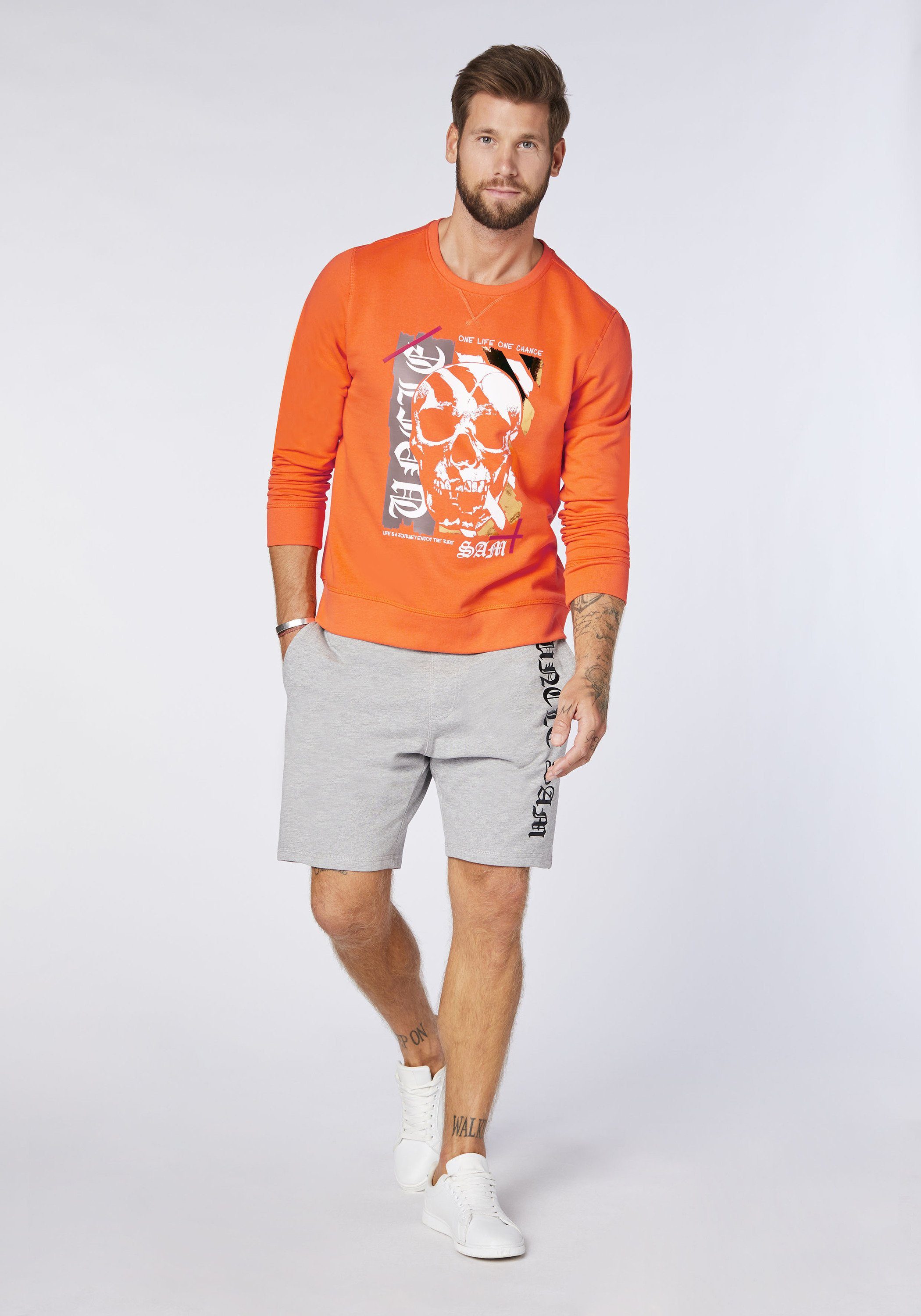 Uncle Vermillon Sam 16-1362 mit Orange Sweatshirt Rundhalsausschnitt