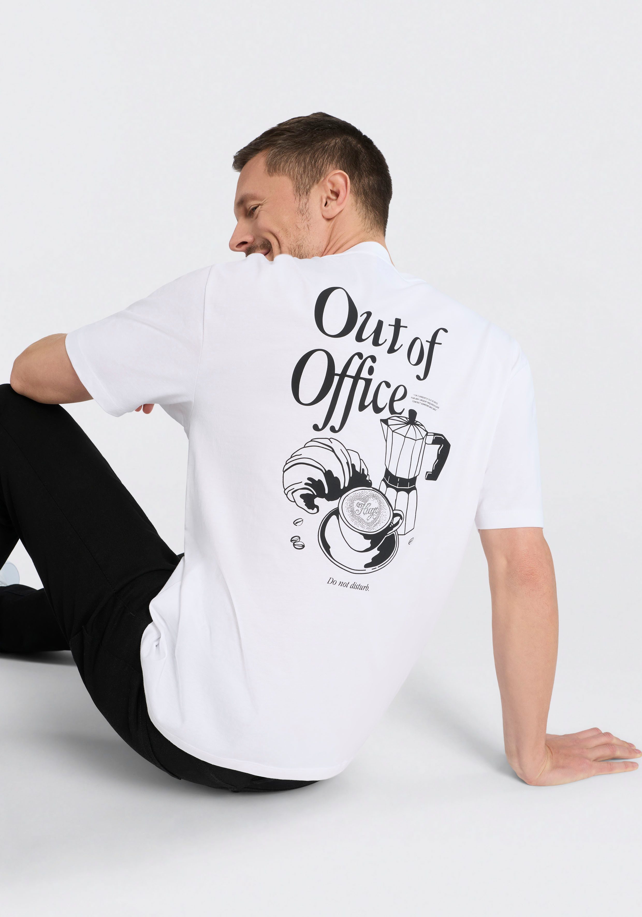 HUGO T-Shirt Oversized Tee mit Print, Rundhals