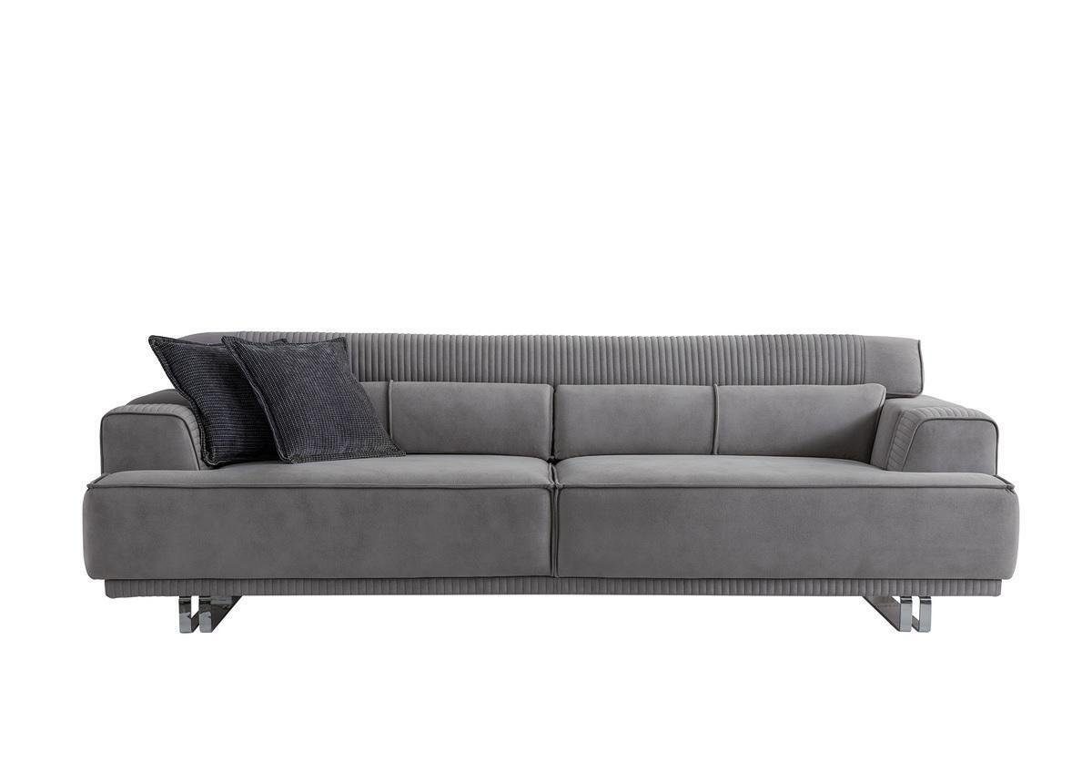 JVmoebel 3-Sitzer in 235cm, Europa 3 Möbel Made Teile, Grau Modern Luxus Sitzer Wohnzimmer 1 Einrichtung Sofa