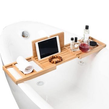 Novzep Badewannenablage Badewannenablage für Badewanne,erweiterbares Badewannen-Caddy-Tablett, verstellbarer Badewannen-Tisch aus Bambus, 23.6–34 x 7.9 x 1Inch