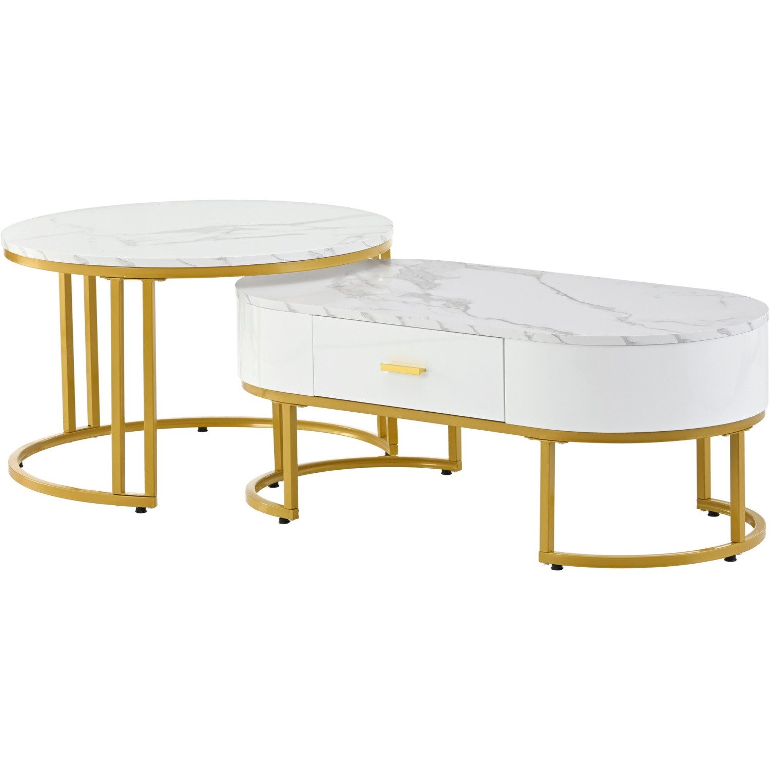 Couchtisch Couchtische im Marmoroptik mit Metallrahmen