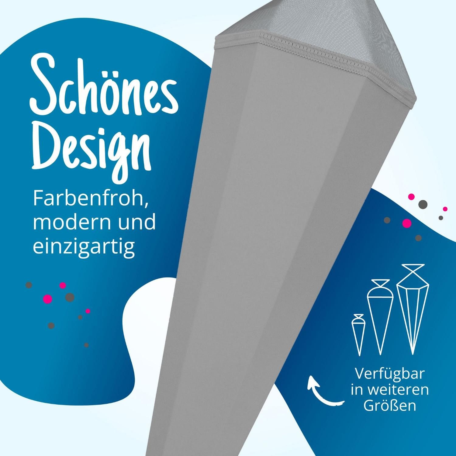 itenga Schultüte itenga Bastelschultüte mit Verschluss GRAU 6eckig 85cm – Bild 4 von 5