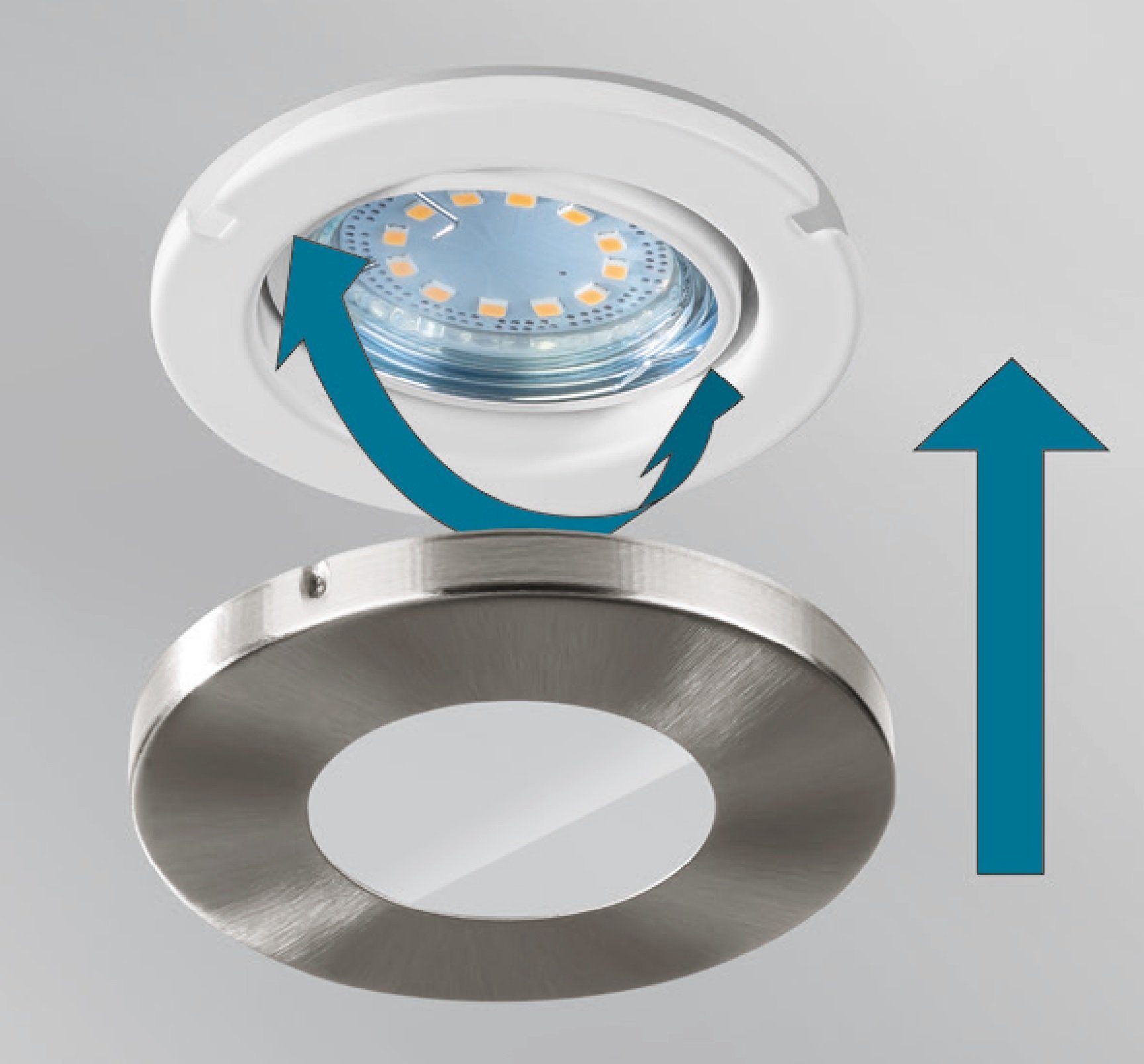 TRANGO LED Einbauleuchte, 3er Set IP65 LED Einbaustrahler ALU gebürstet 6729IP65-039G6KSDAK inkl. 3x 5 Watt 3-Stufen dimmbar GU10 LED Leuchtmittel 6000K kaltweiss Bad Einbauleuchte, Außen Einbauspot, Deckenleuchte, Deckenspots