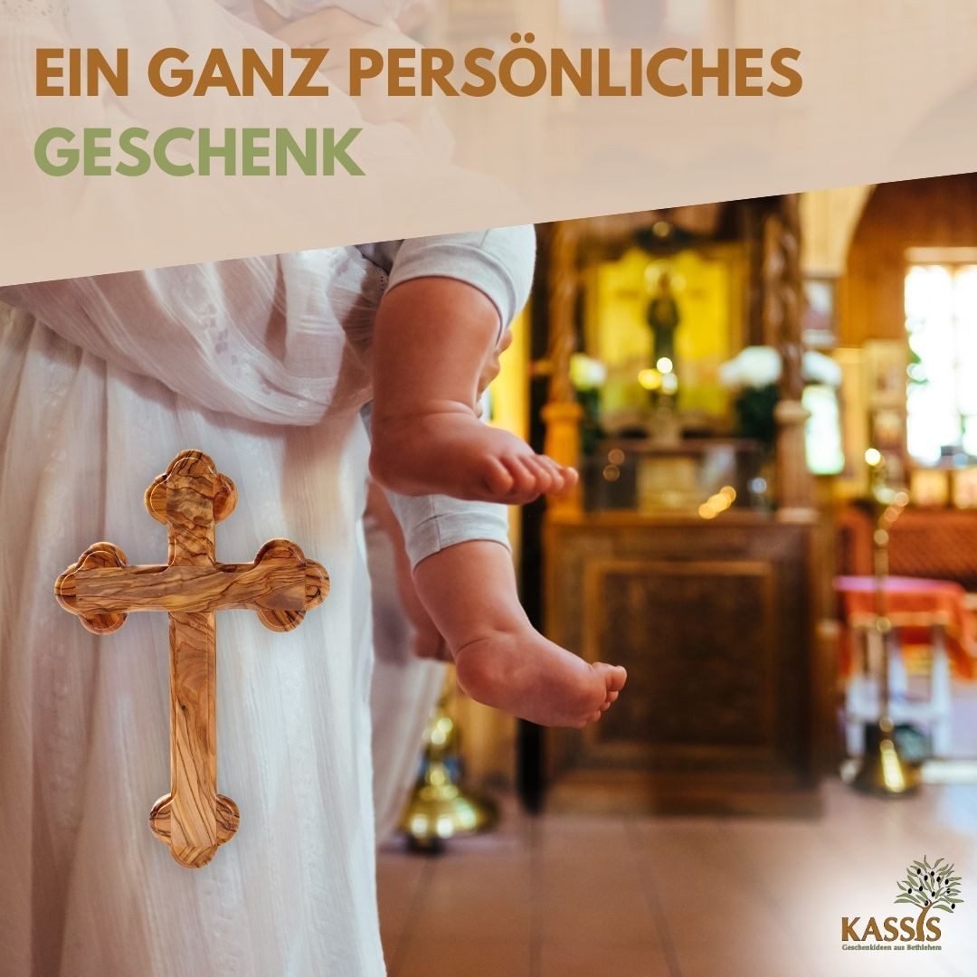 Kassis Geschenkartikel Wanddekoobjekt Olivenholz Kruzifix Wandkreuz mit runden Kanten Kreuz zum Aufhängen, Hergestellt in Bethlehem, Ideales Geschenk zu mehrere – Bild 5 von 5