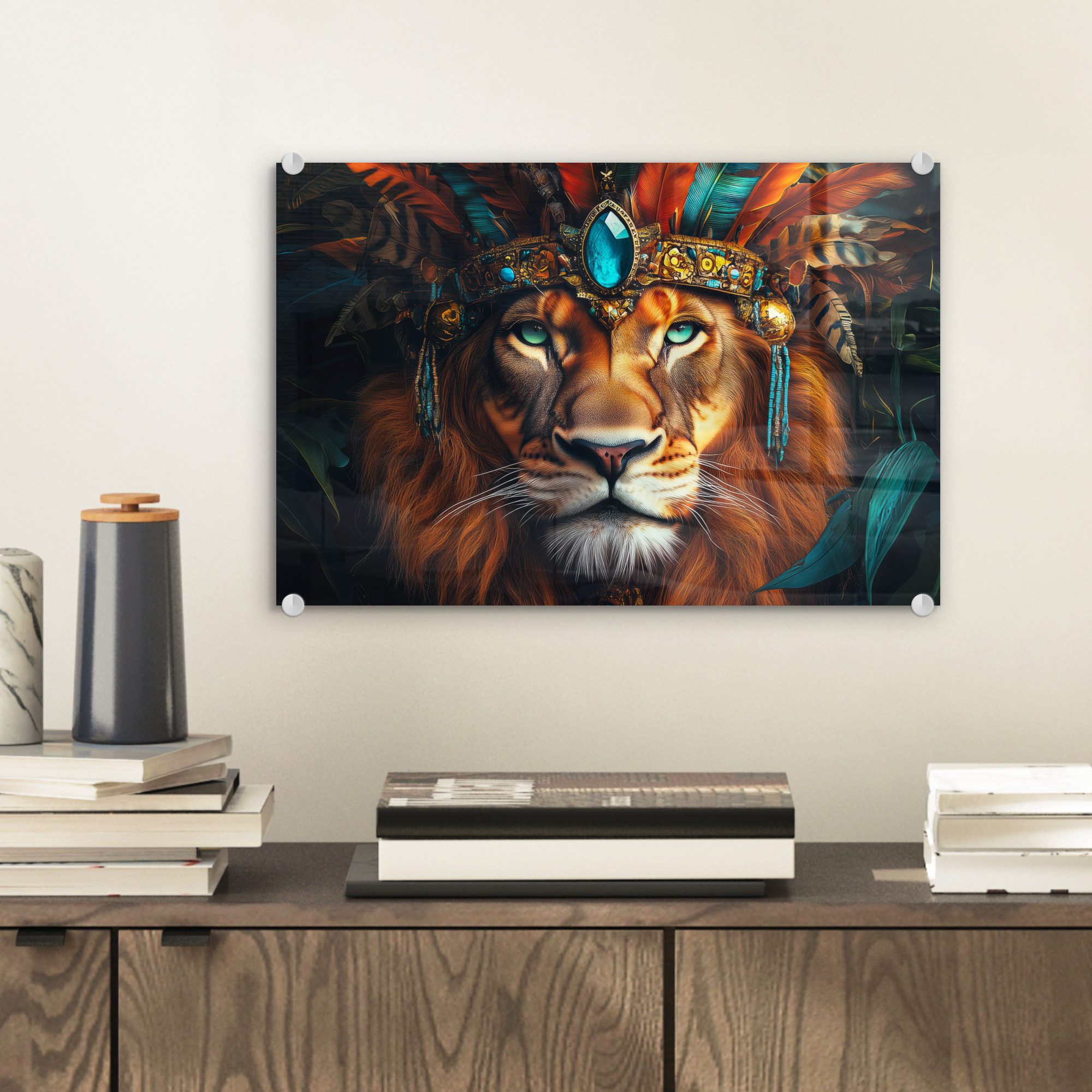 MuchoWow Acrylglasbild Löwe - Blätter - günstig online kaufen