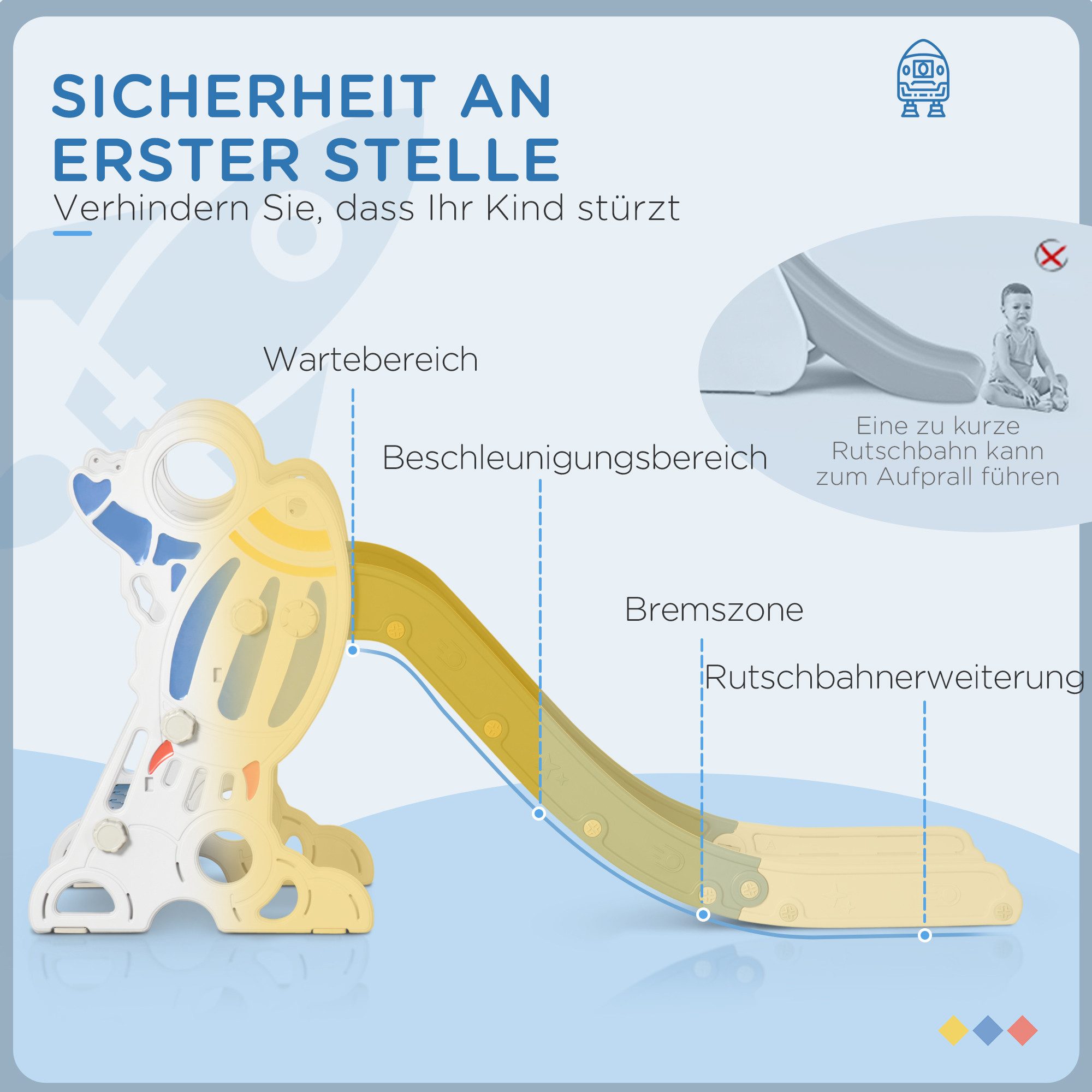 AIYAPLAY Rutscher Kinder Rutsche mit Raketen-Design, Leiter, Rutsche, (Gartenrutsche mit Raketen-Design, 1-tlg., Kinder Rutsche), mit Leiter, Rutsche, Griffen,  – Bild 5 von 5