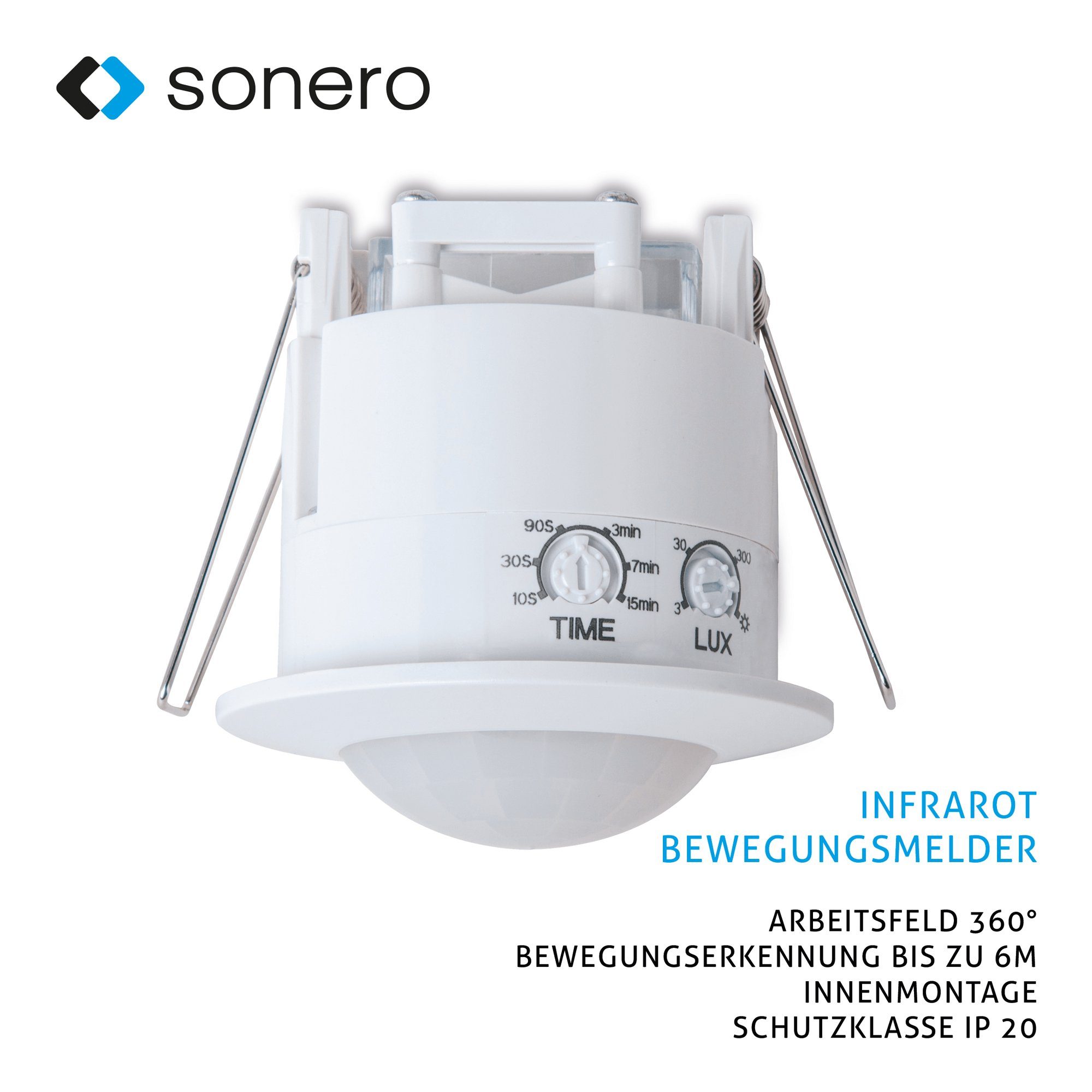 sonero Bewegungsmelder Sonero Deckeneinbau-Bewegungsmelder Infrarot X-IM070 - Innenmontage