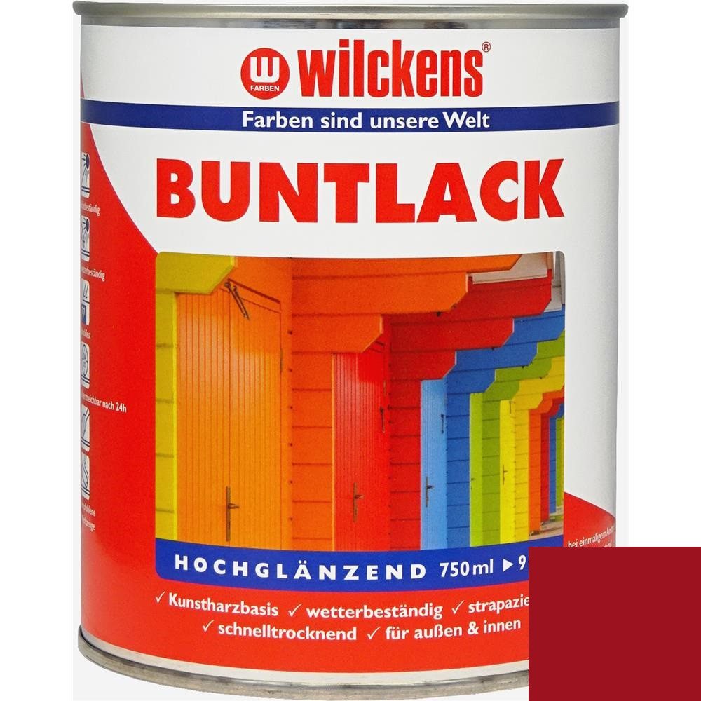 Wilckens Farben Kunstharzlack Buntlack Lack, hochglänzend, Rubinrot RAL 3003, 750 ml