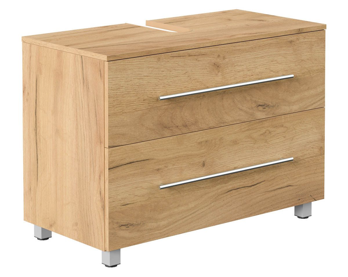 einfachgutemoebel Waschtisch-Set Badezimmer Stand-Waschtisch SENTINEL 85cm, gold-eiche, (Badmöbel Set, 1-St., Waschtisch Set)