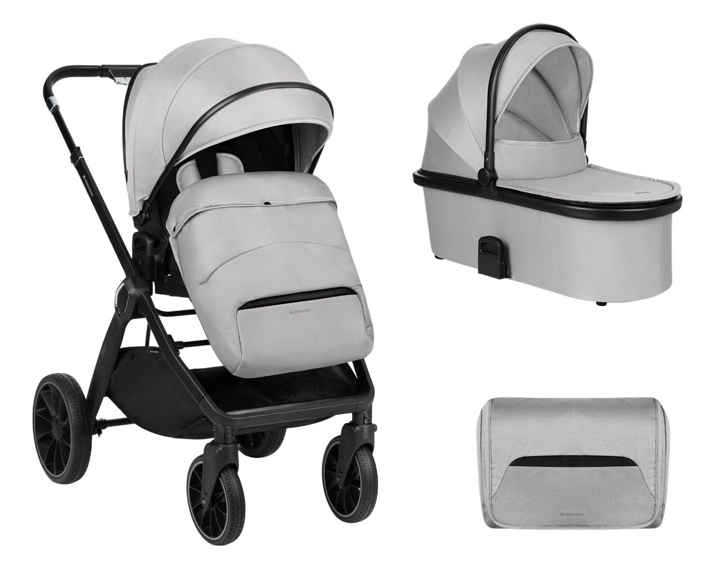 Kikkaboo Kombi-Kinderwagen Kinderwagen Tiffany 2 in 1, Babywanne, Sportsitz, Wickeltasche, PU-Räder
