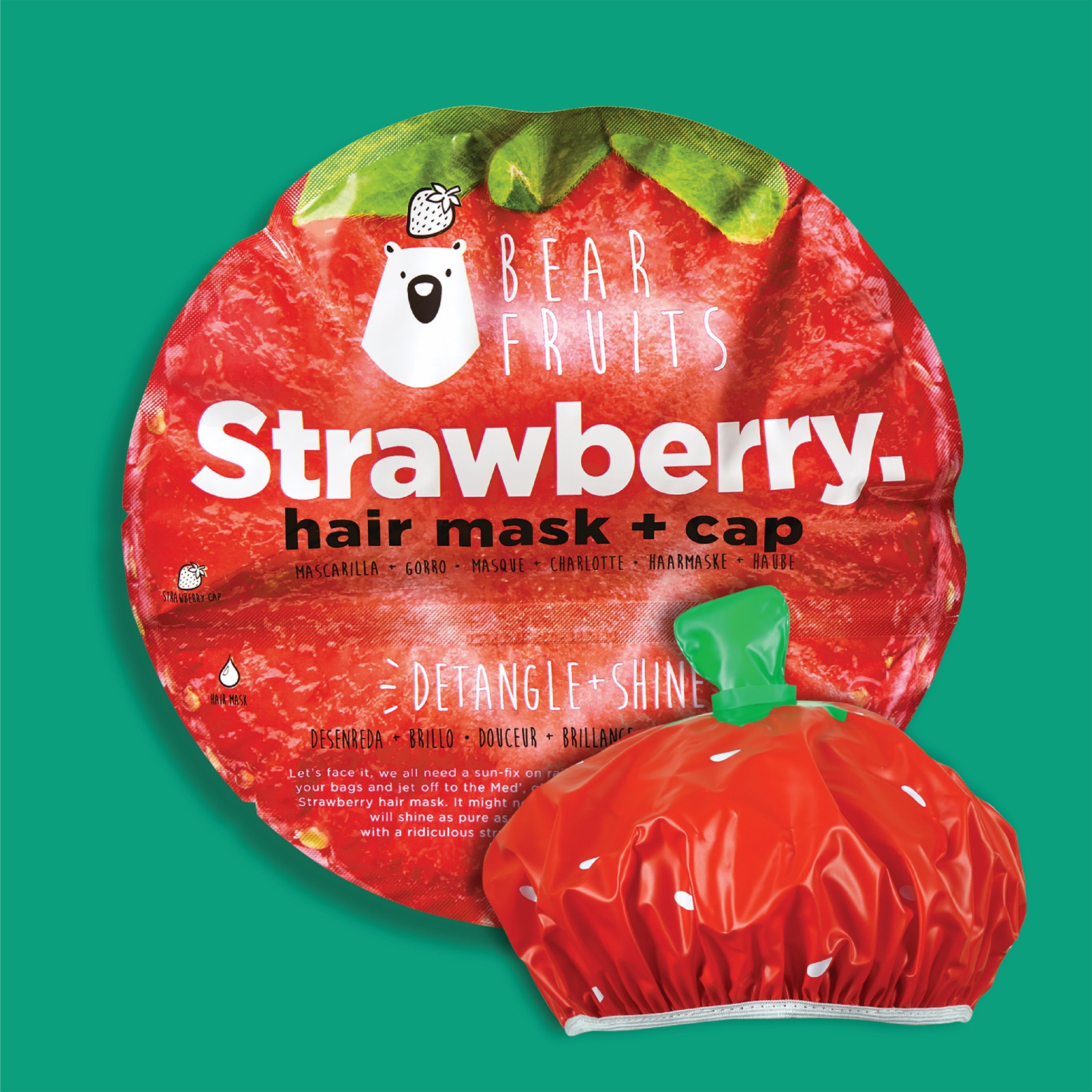 Bear Fruits Haarkur Strawberry - Hair mask + cap