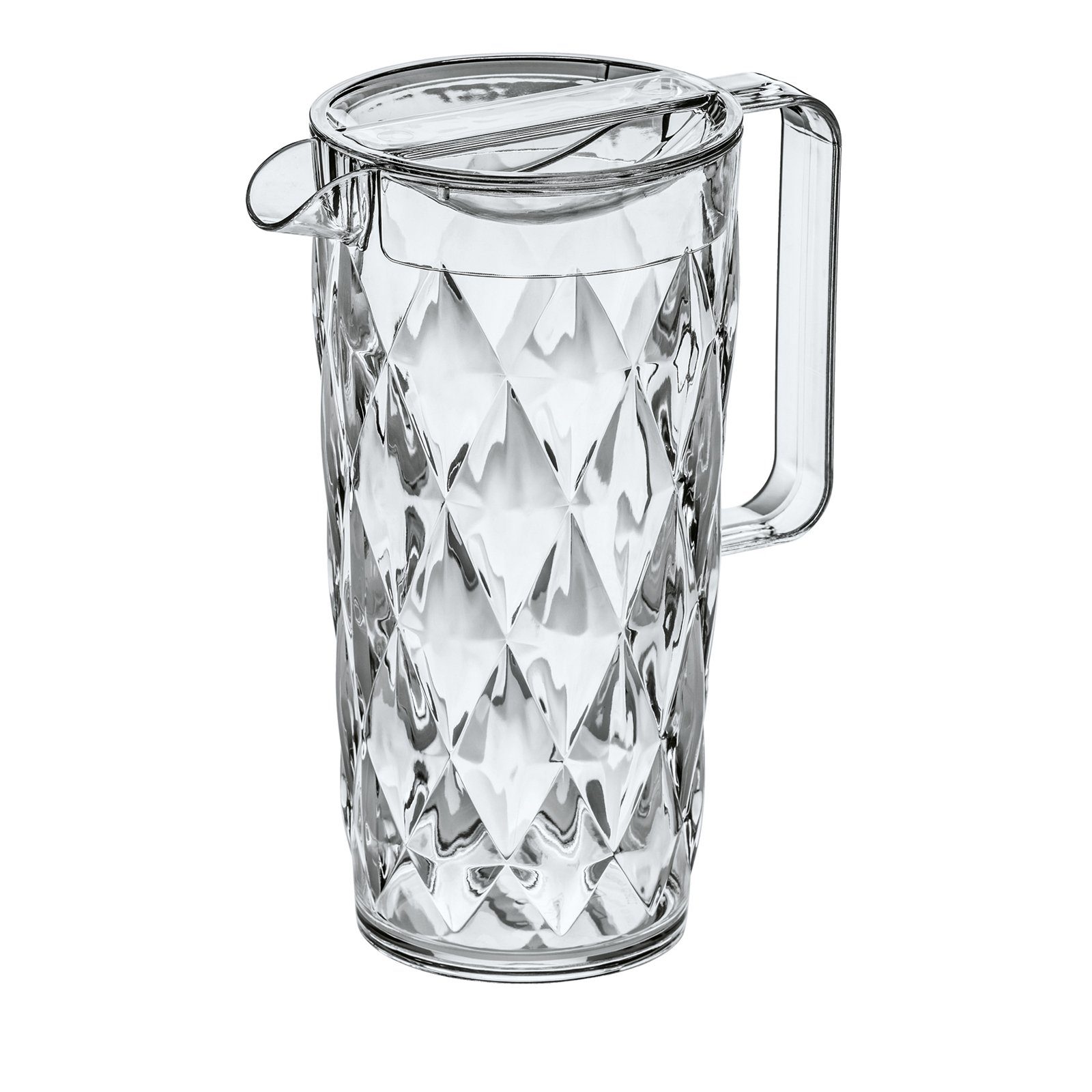 KOZIOL Wasserkaraffe Kanne 1,6 Liter CRYSTAL, (Stück, 1-tlg., 1 Kanne), Krug Karaffe Kunststoff