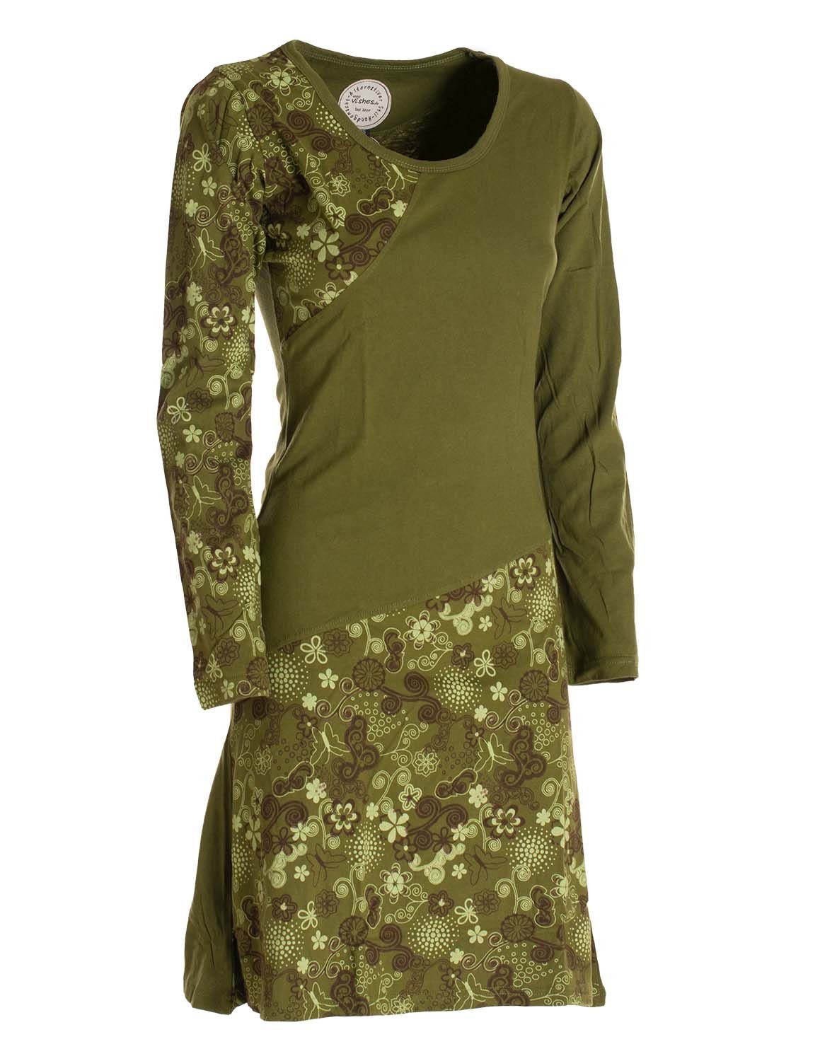 Vishes Jerseykleid Asymmetrisches Langarm Jersey Kleid Damen kurz Hippie, Goa Style