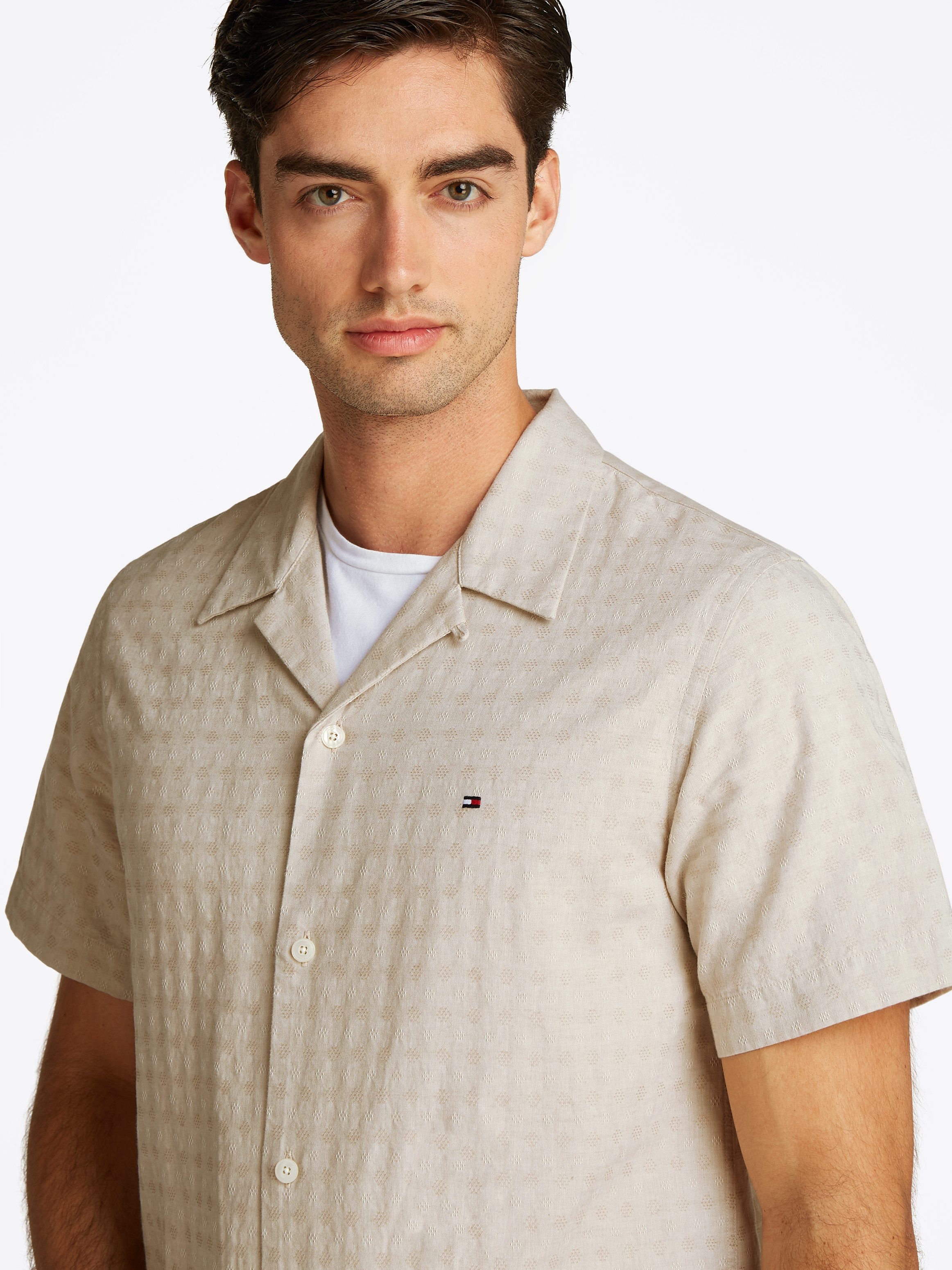 Tommy Hilfiger Kurzarmhemd COTTON LINEN DOBBY SS Regular Fit SHIRT günstig online kaufen